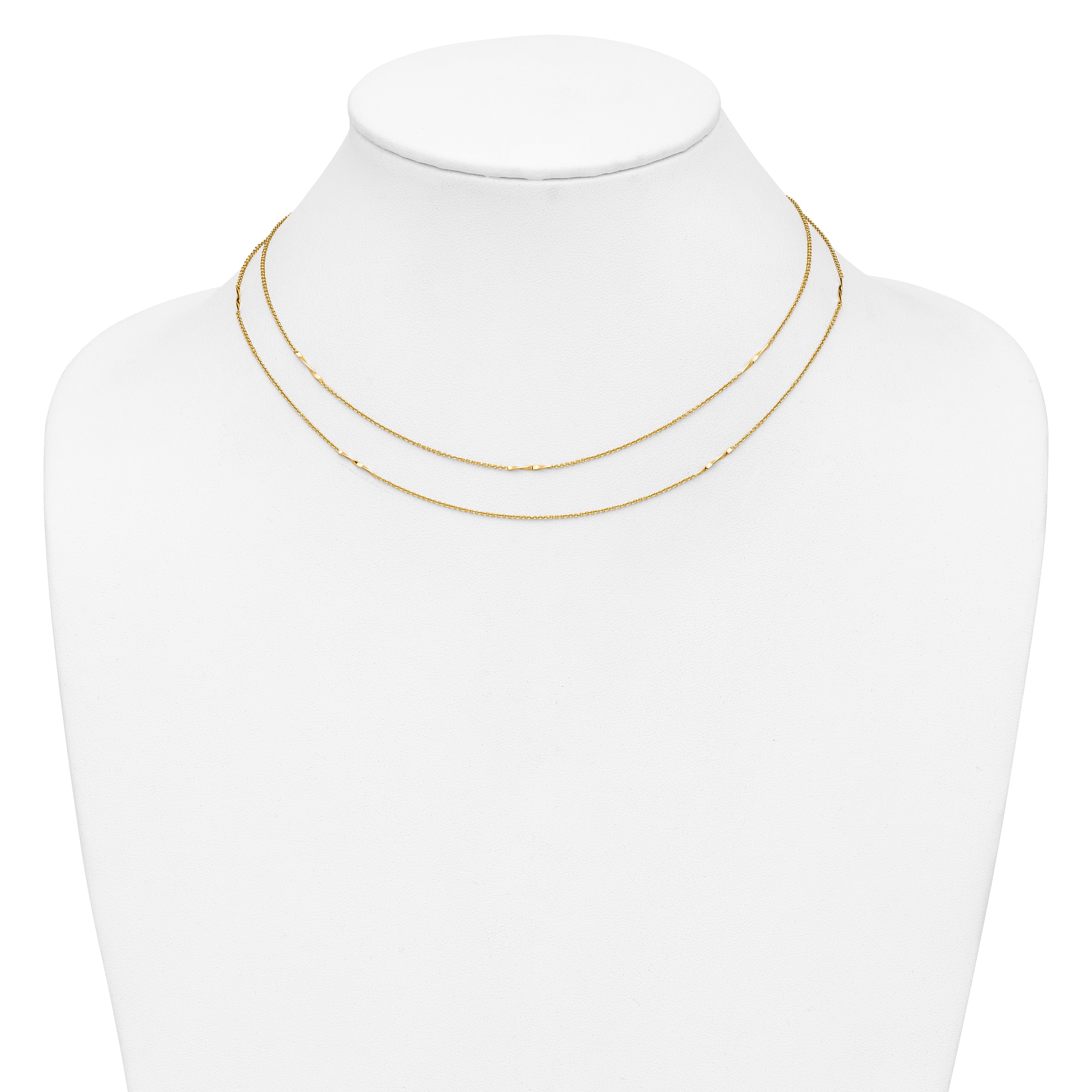 14K Polished 2-Strand Twist Bar Station Necklace