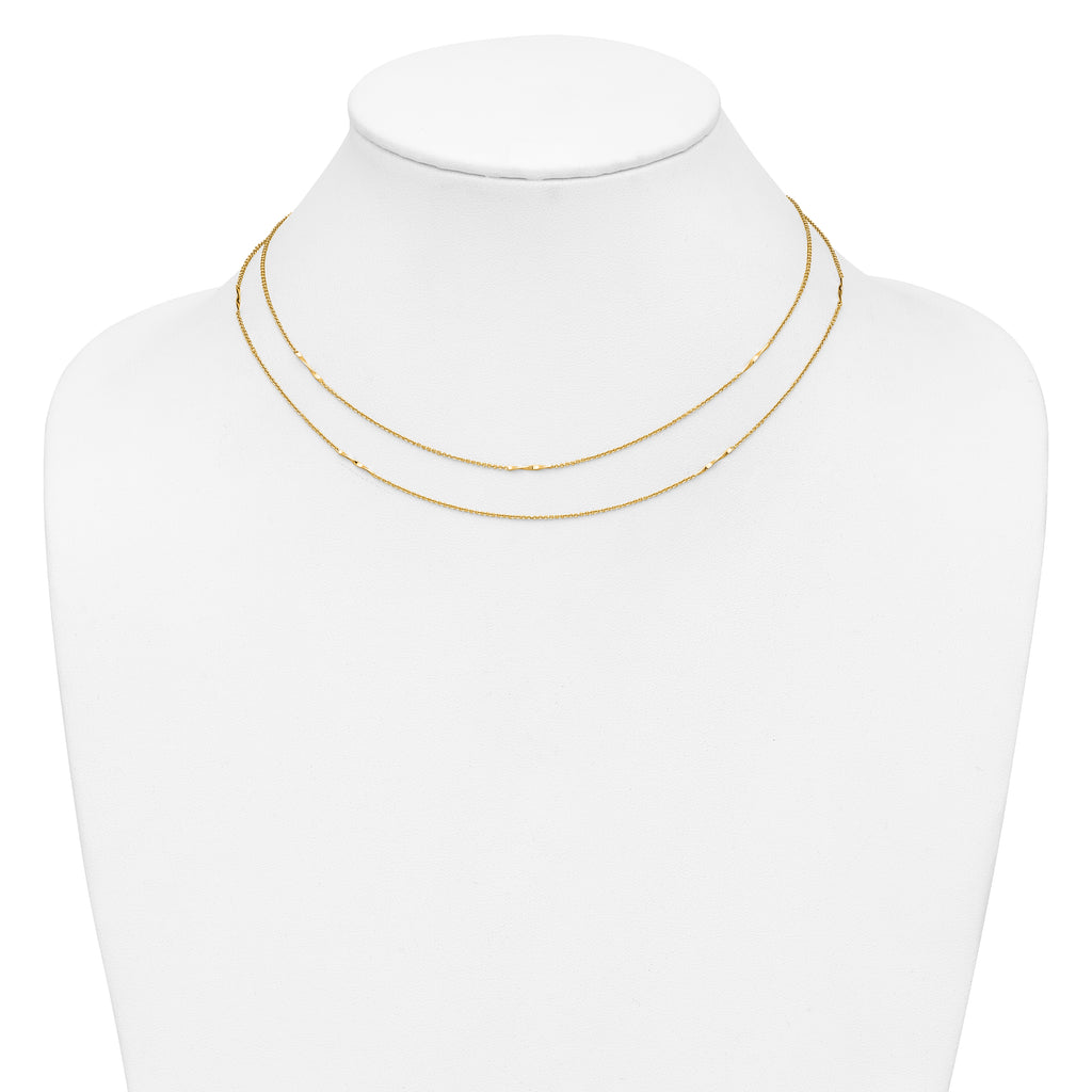 14K Polished 2-Strand Twist Bar Station Necklace