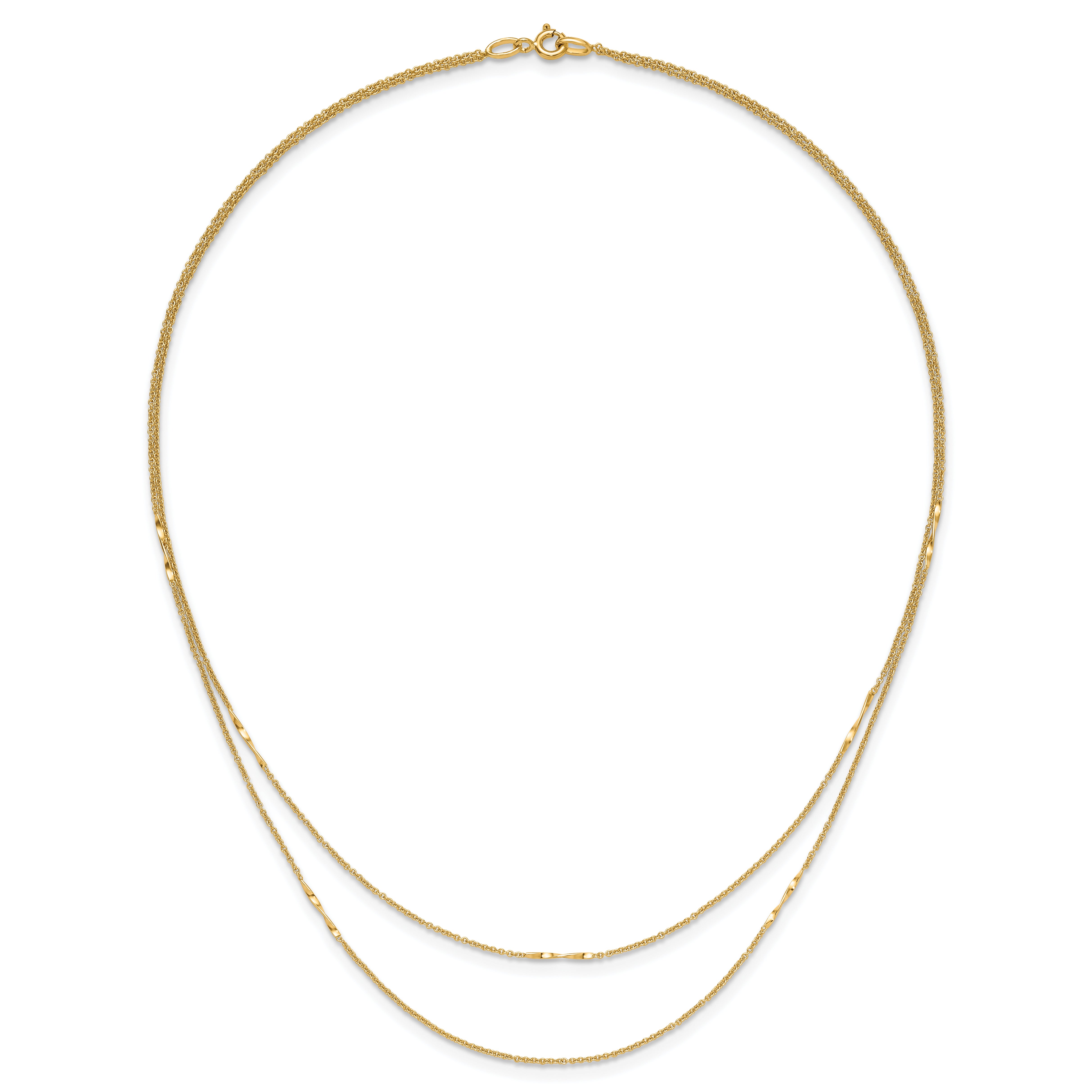 14K Polished 2-Strand Twist Bar Station Necklace