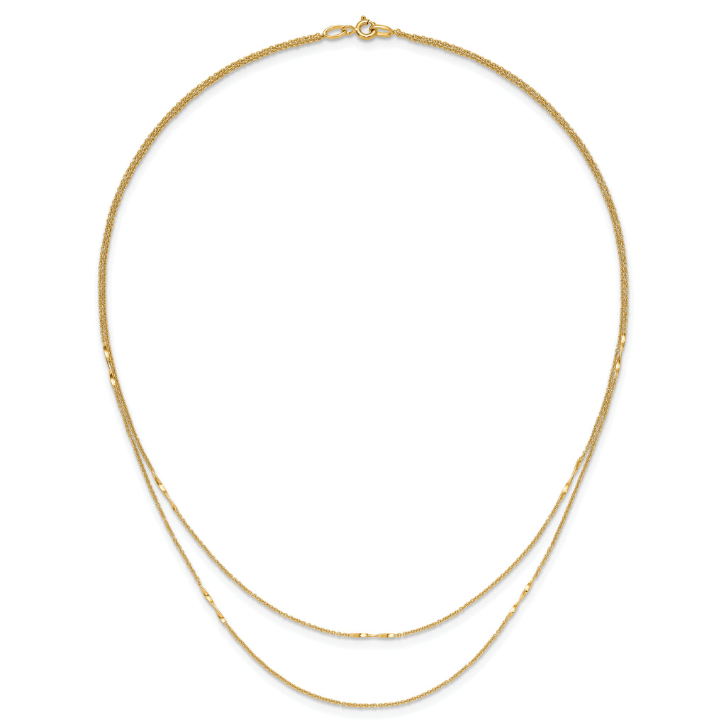 14K Polished 2-Strand Twist Bar Station Necklace