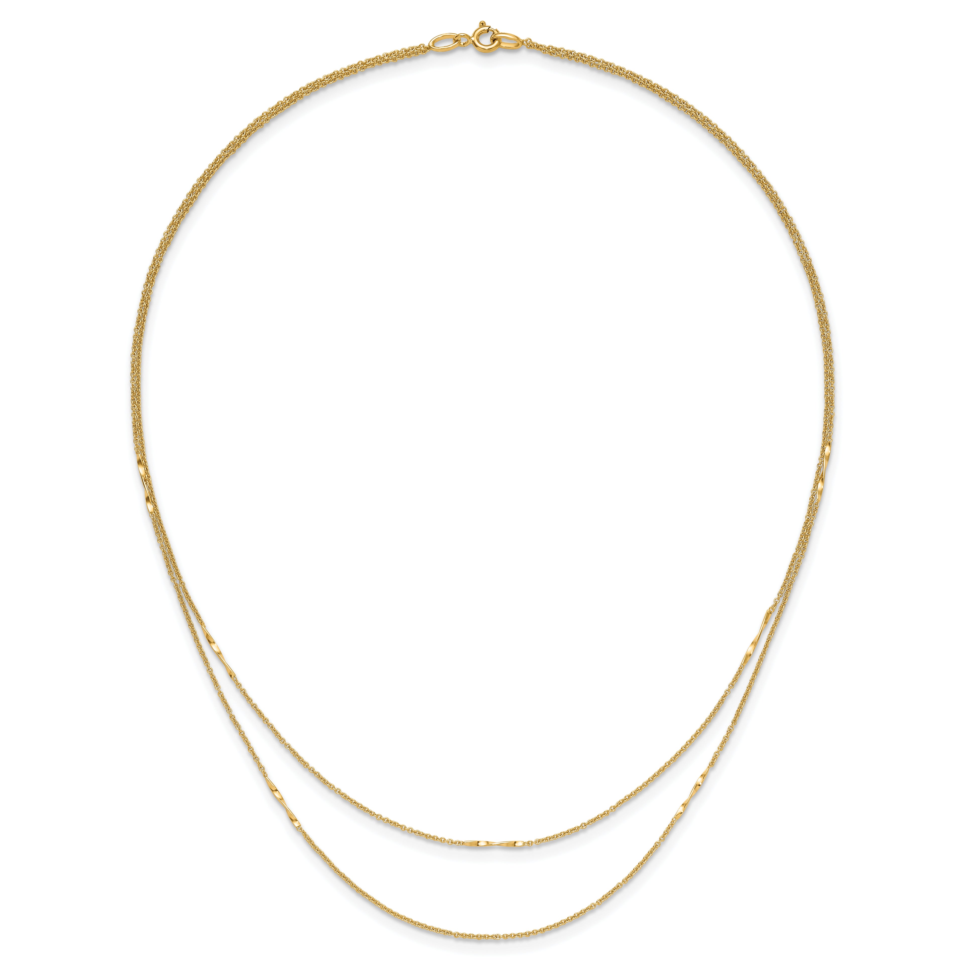 14K Polished 2-Strand Twist Bar Station Necklace