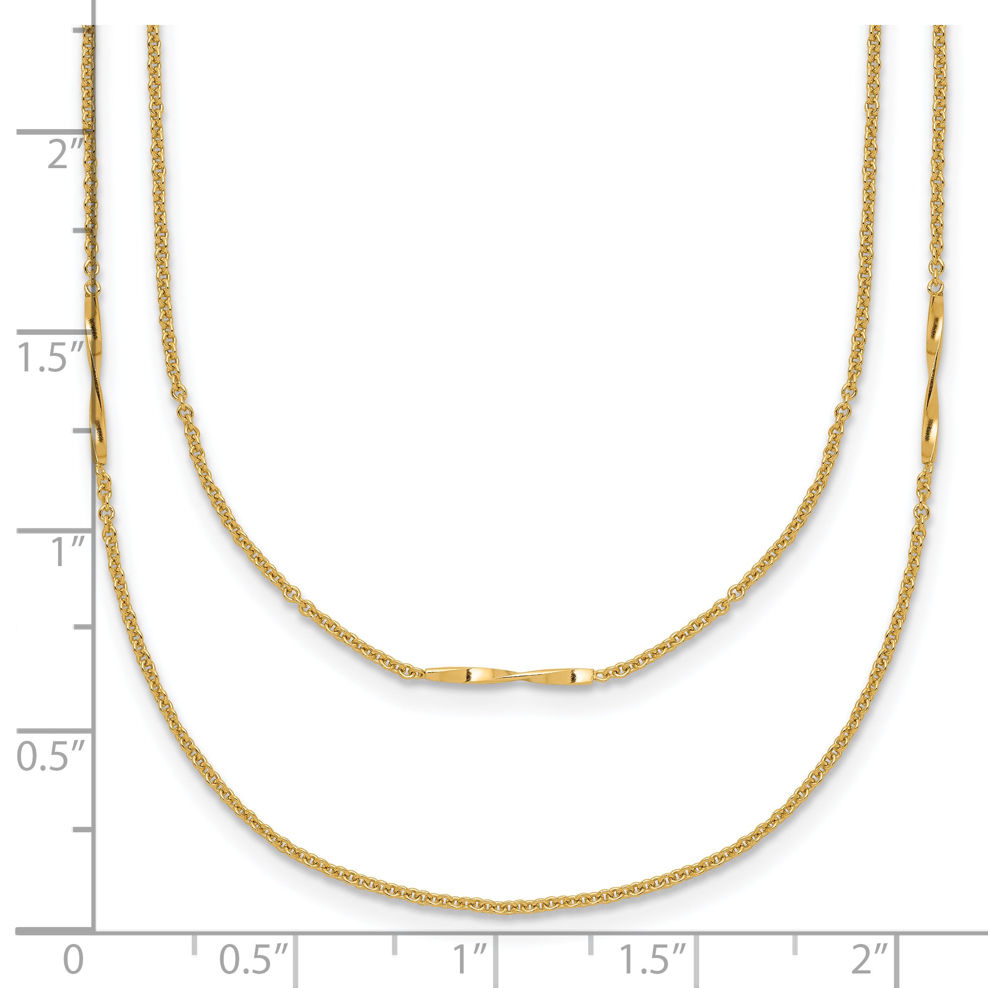 14K Polished 2-Strand Twist Bar Station Necklace
