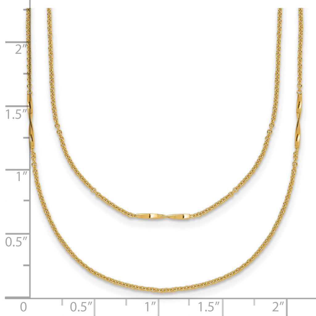 14K Polished 2-Strand Twist Bar Station Necklace