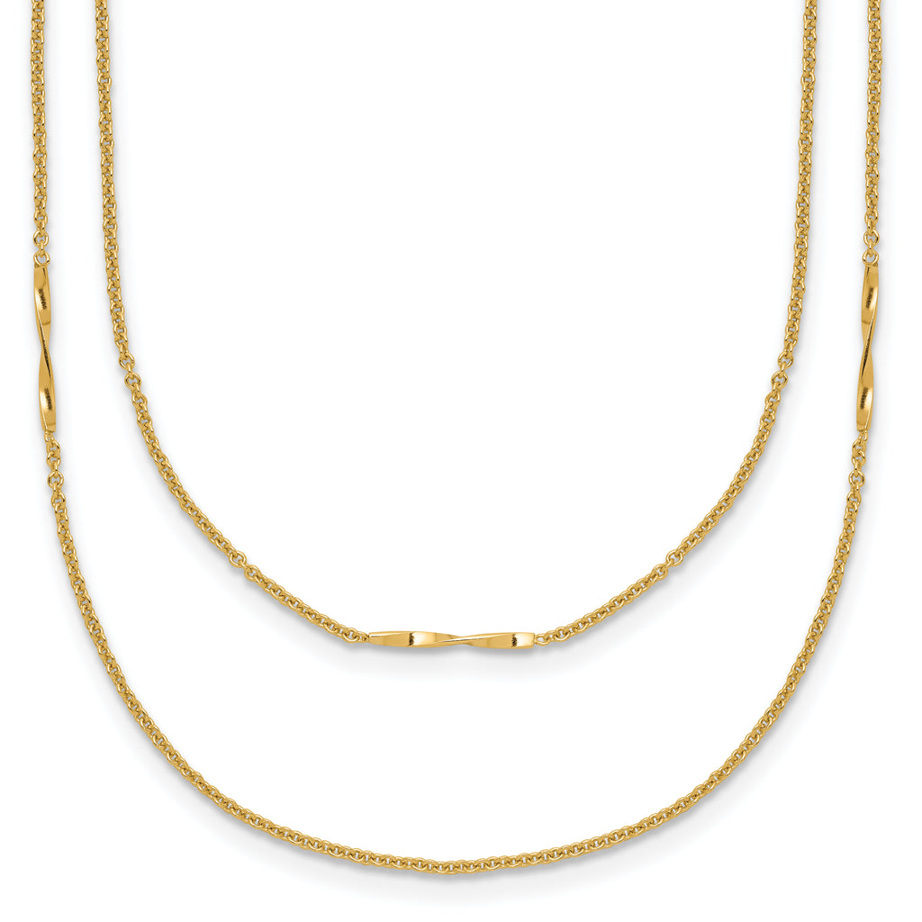 14K Polished 2-Strand Twist Bar Station Necklace