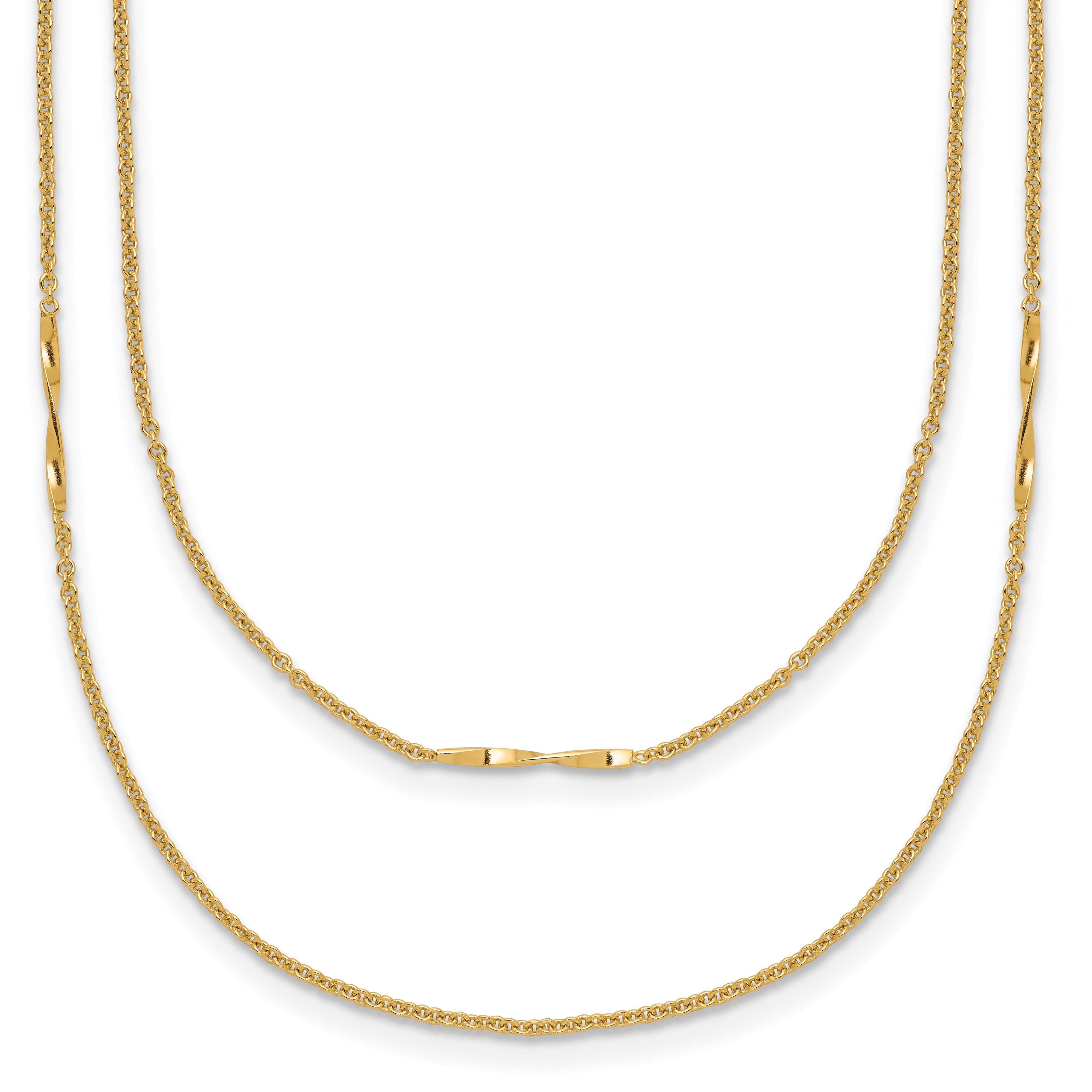 14K Polished 2-Strand Twist Bar Station Necklace