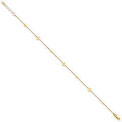 14K Geometric Squares 9 inch Plus 1 inch Extender - Total 10 inch Anklet