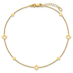 14K Geometric Squares 9 inch Plus 1 inch Extender - Total 10 inch Anklet