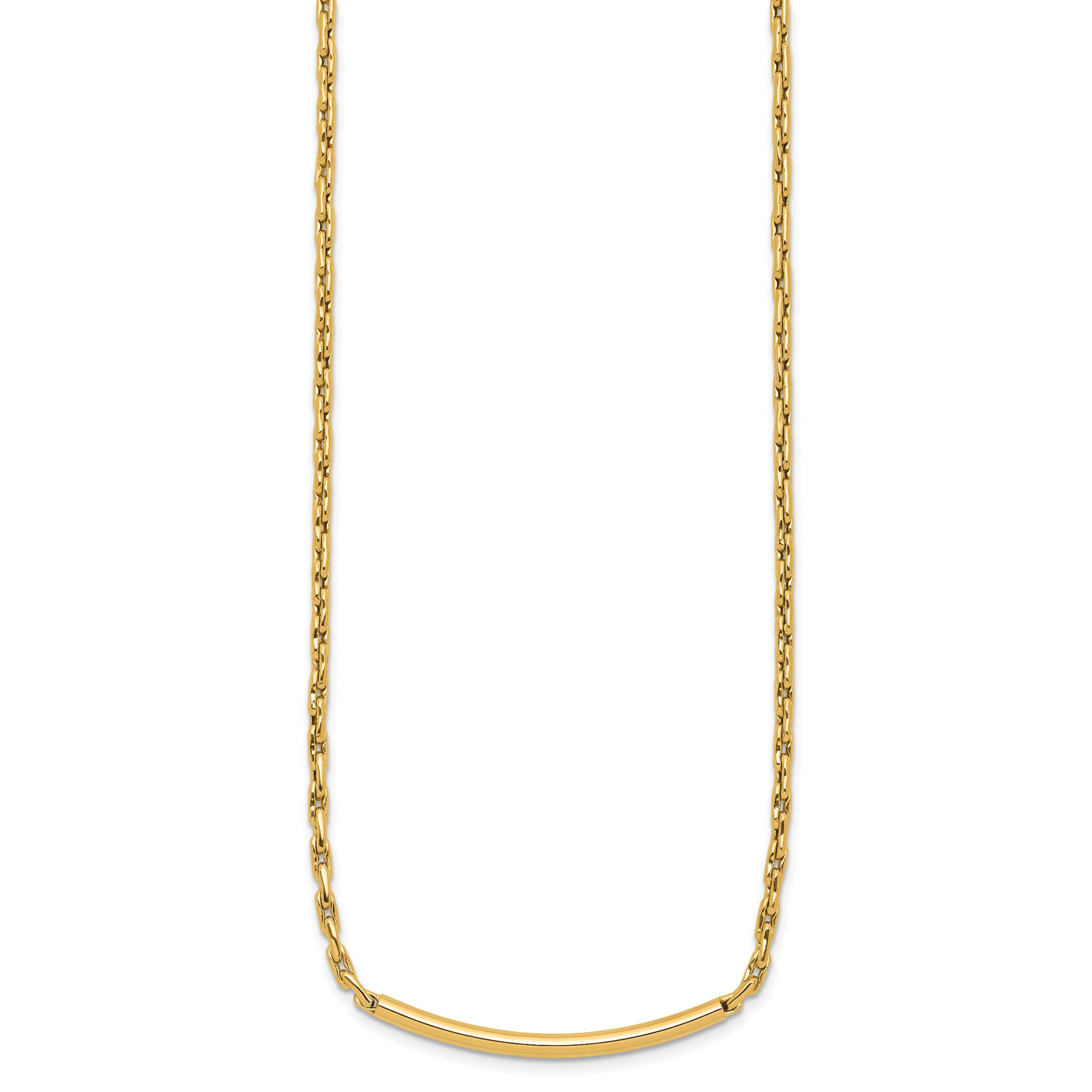 14K Polished Fancy Link Bar w/.5in ext. Necklace