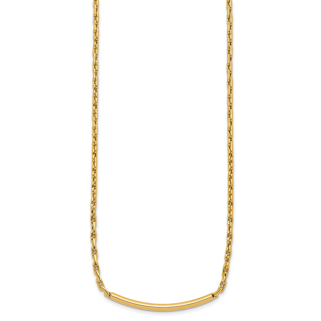 14K Polished Fancy Link Bar w/.5in ext. Necklace