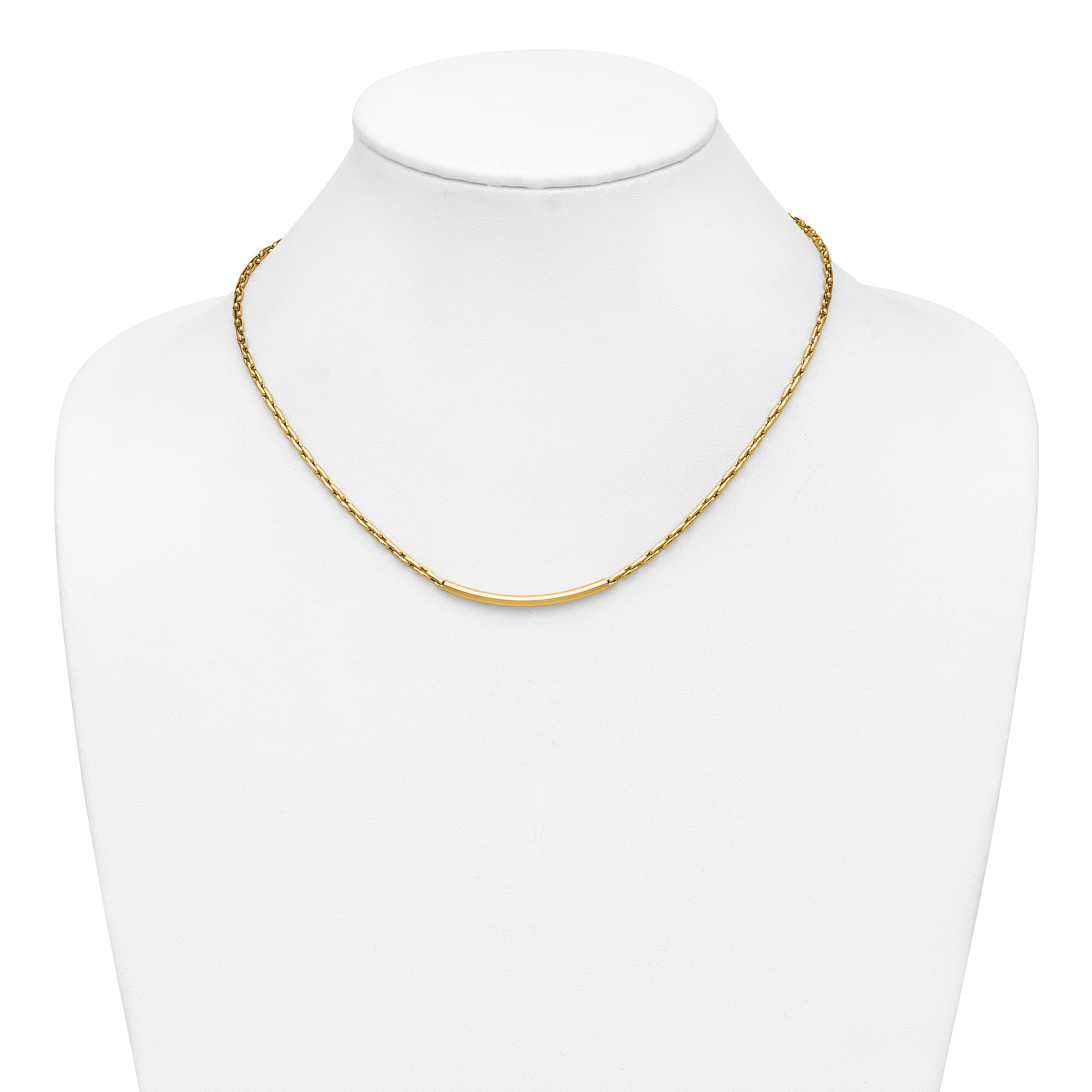 14K Polished Fancy Link Bar w/.5in ext. Necklace