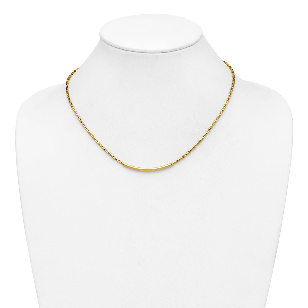 14K Polished Fancy Link Bar w/.5in ext. Necklace