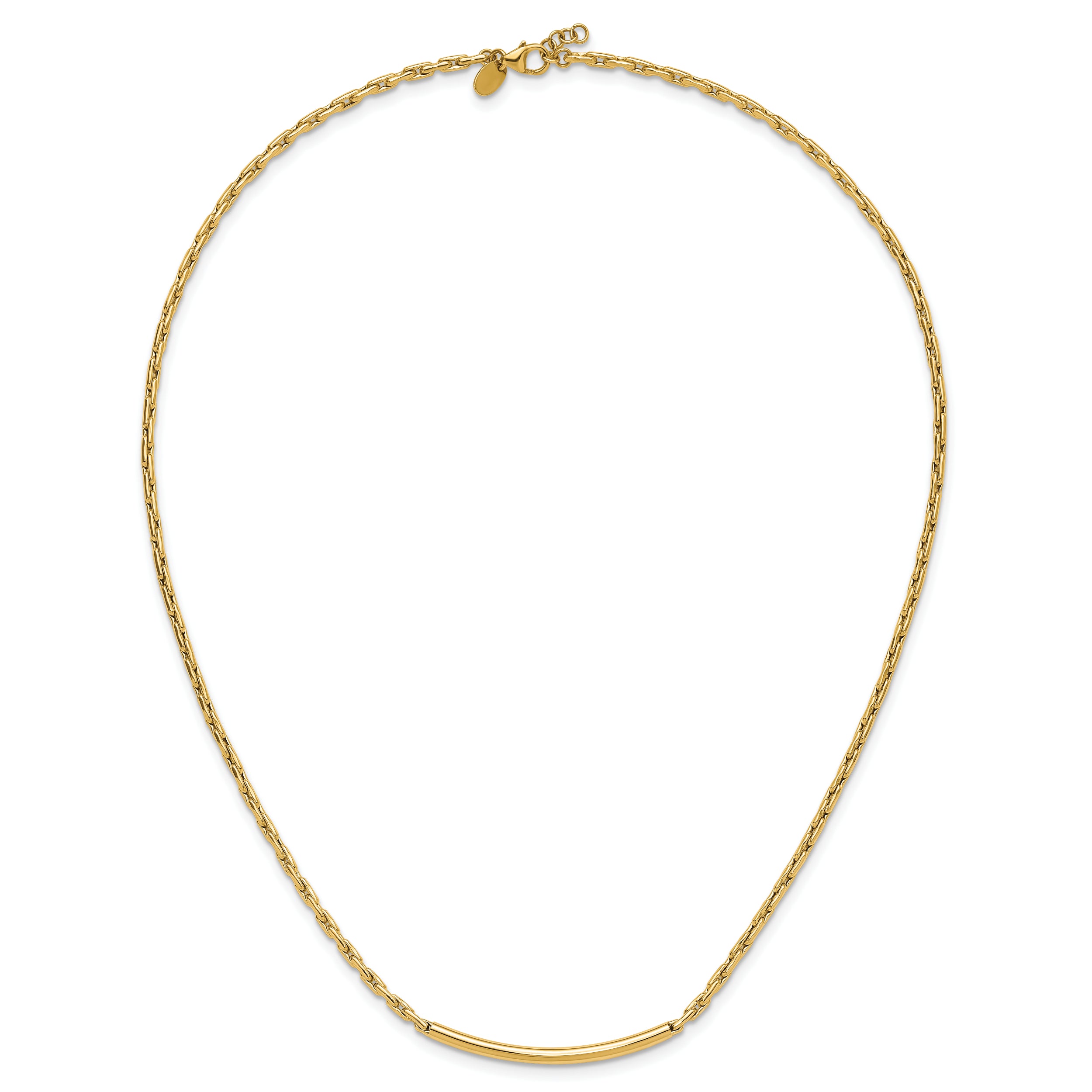 14K Polished Fancy Link Bar w/.5in ext. Necklace