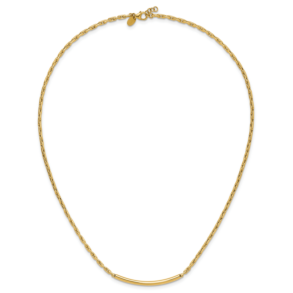 14K Polished Fancy Link Bar w/.5in ext. Necklace