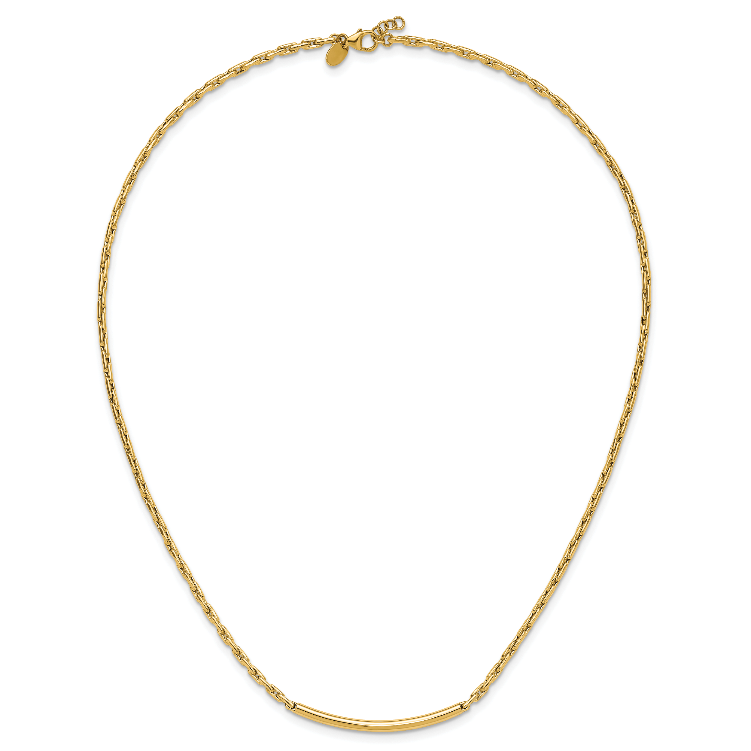 14K Polished Fancy Link Bar w/.5in ext. Necklace
