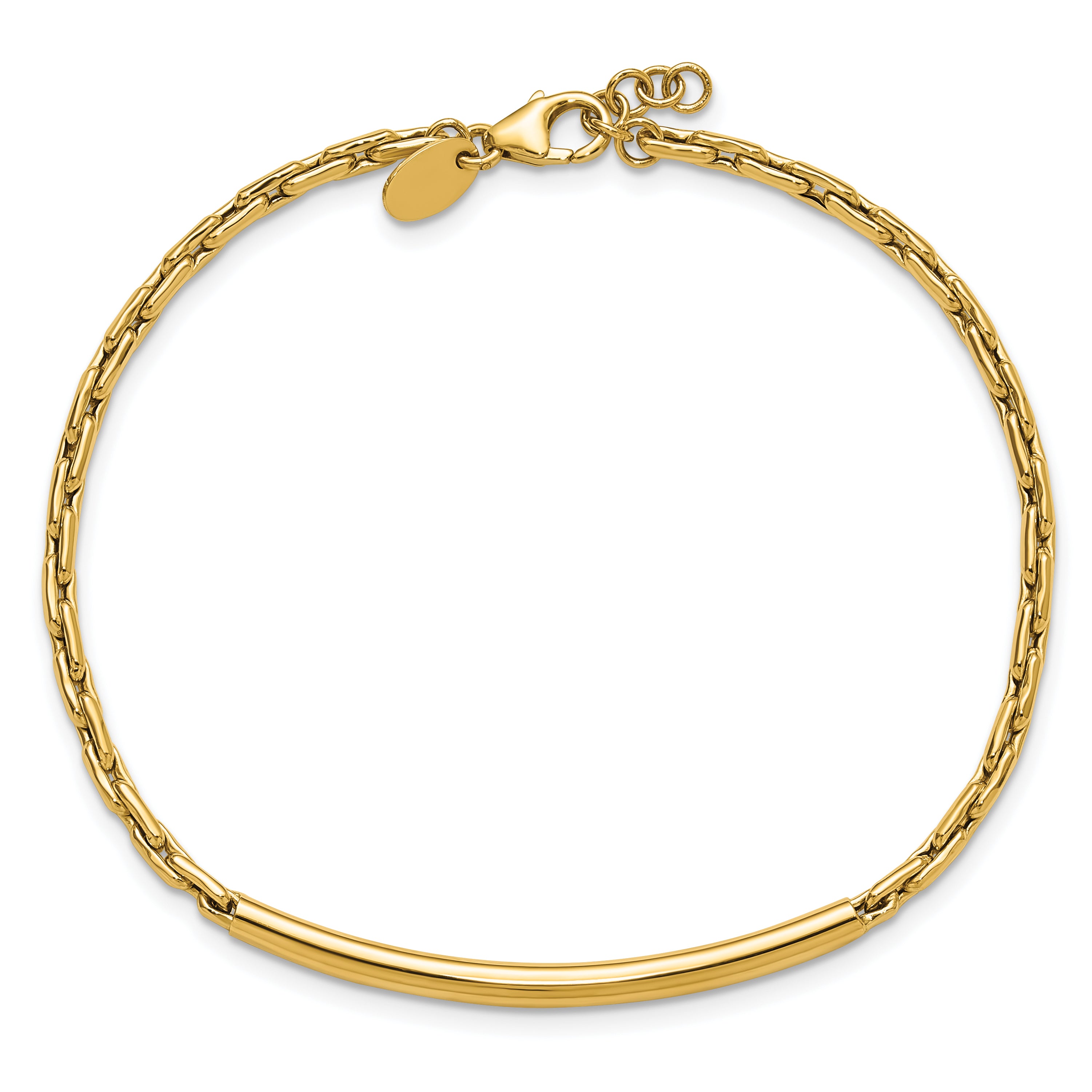 14K Polished Fancy Link Bar w/.5in ext. Bracelet