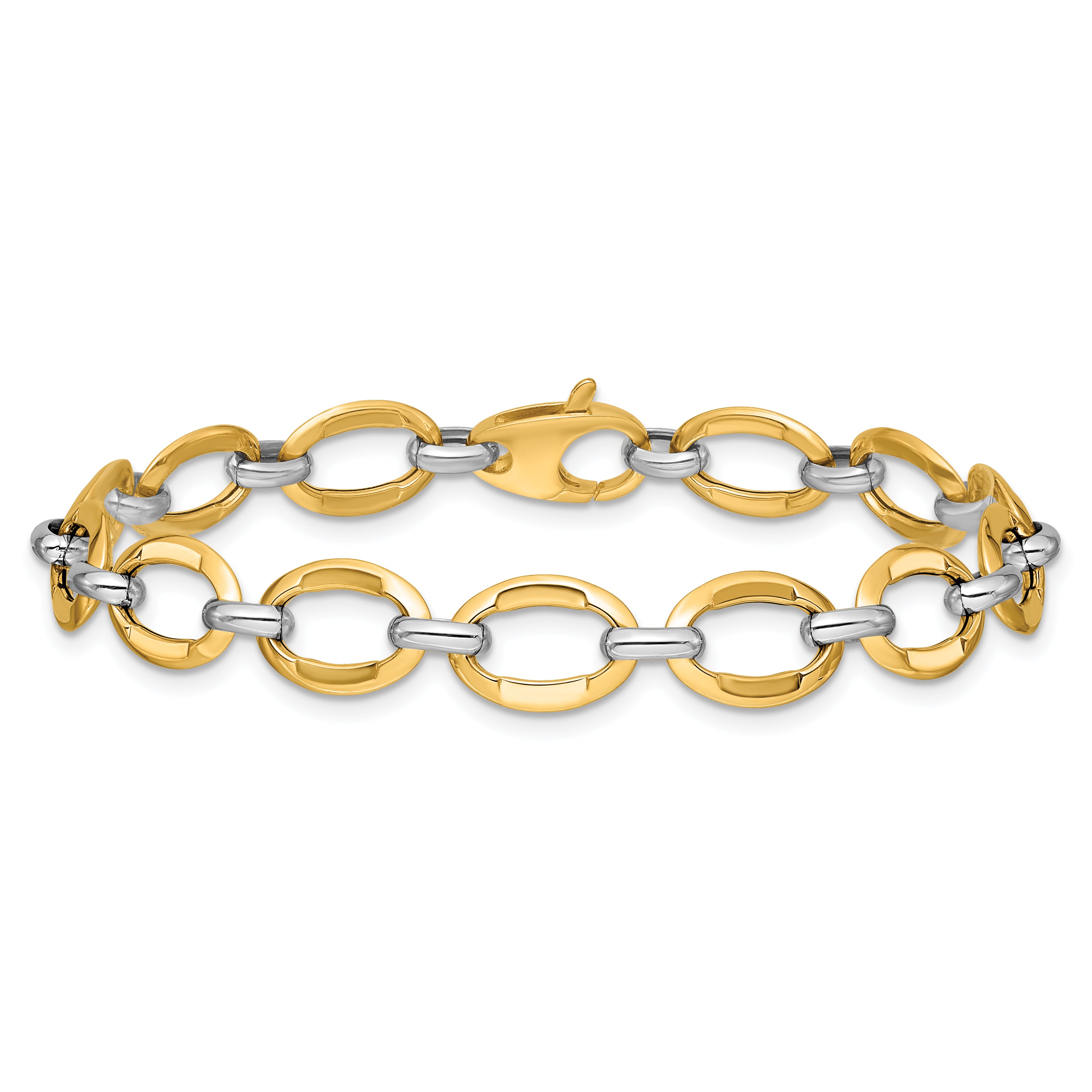 14K Two-Tone Polished Fancy Link Bracelet