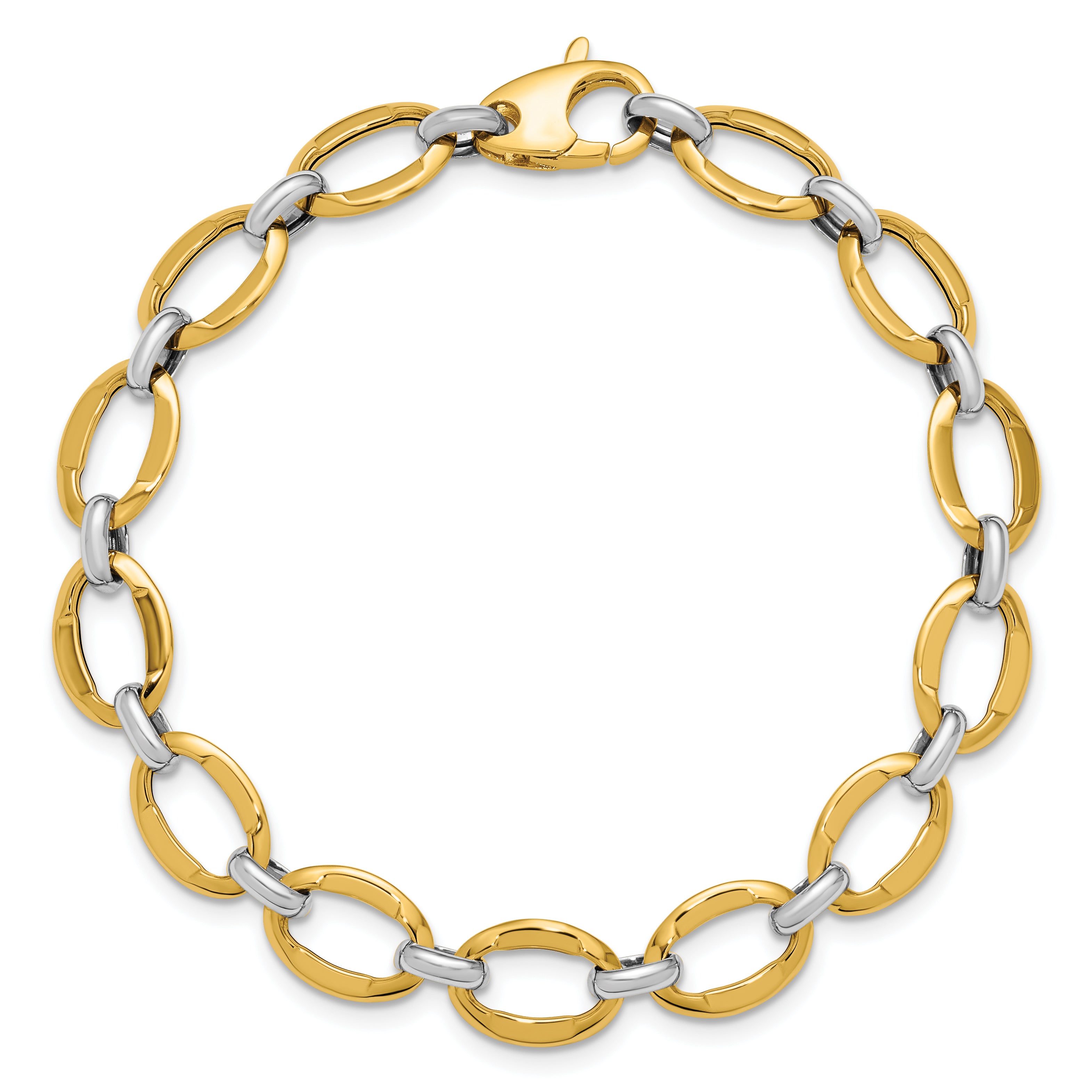 14K Two-Tone Polished Fancy Link Bracelet