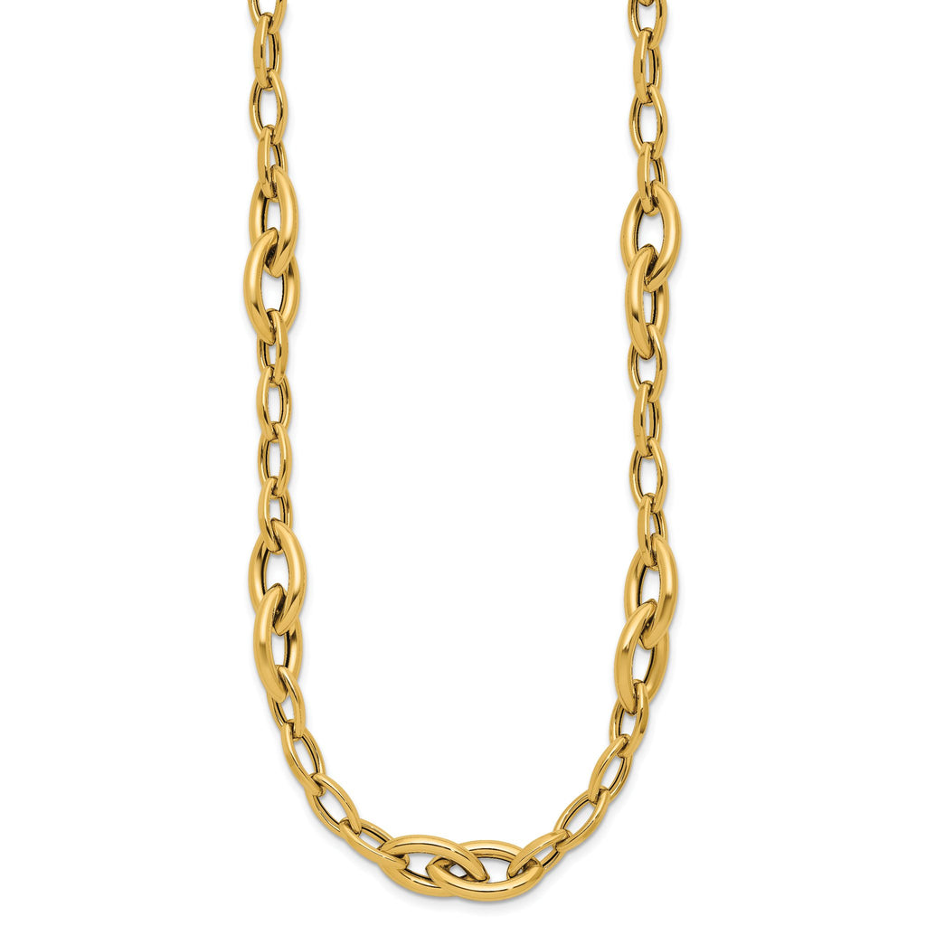 Fancy Link Chain in 14K Yellow Gold, 9mm, 18 Inch - Sophia Jewelers