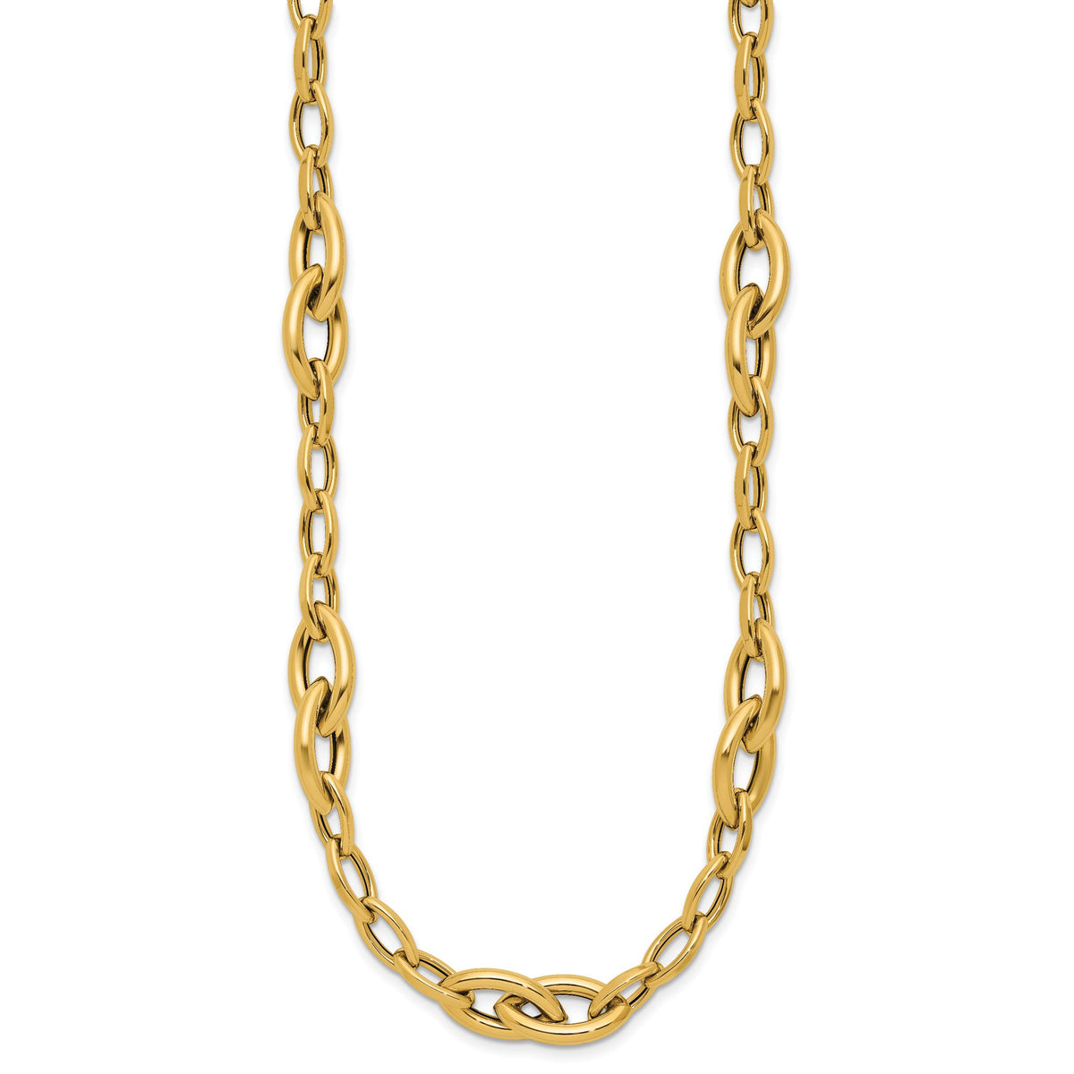 Fancy Link Chain in 14K Yellow Gold, 9mm, 18 Inch - Sophia Jewelers
