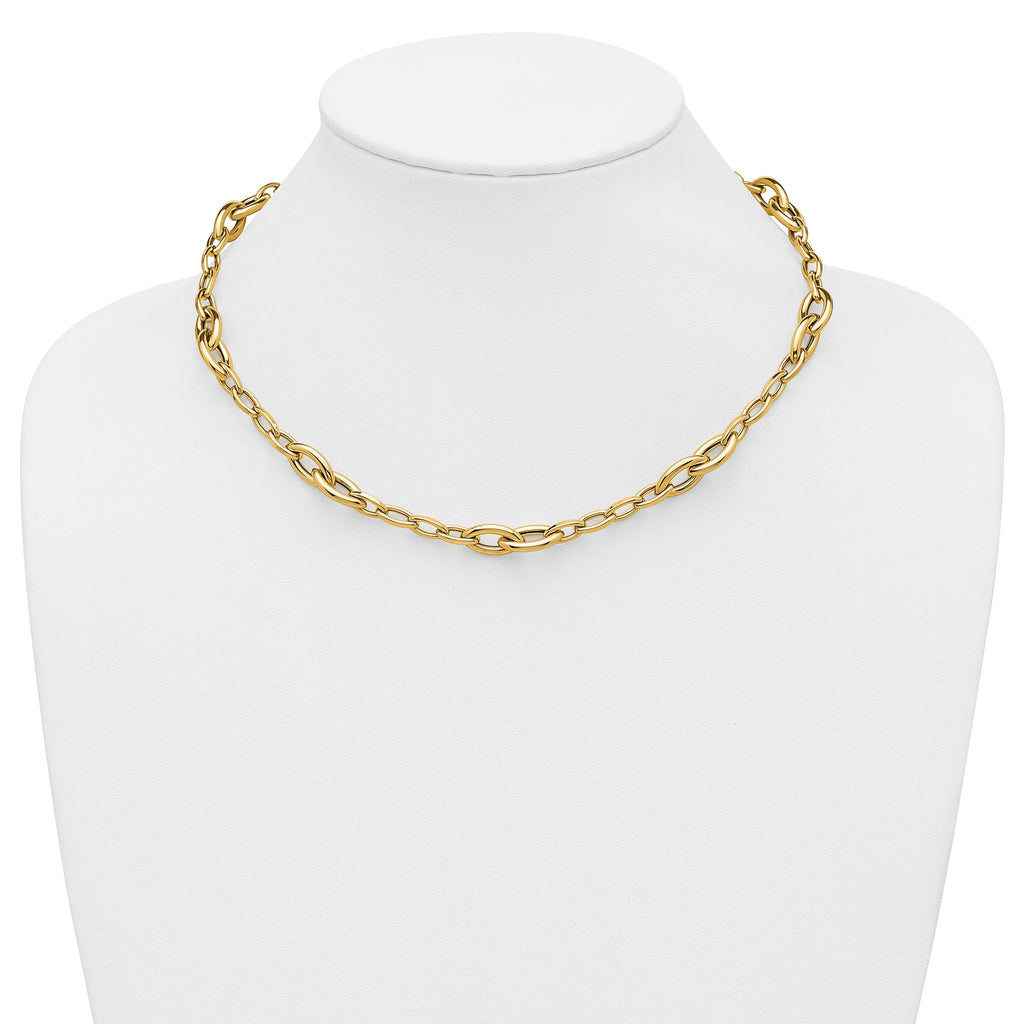 Fancy Link Chain in 14K Yellow Gold, 9mm, 18 Inch - Sophia Jewelers