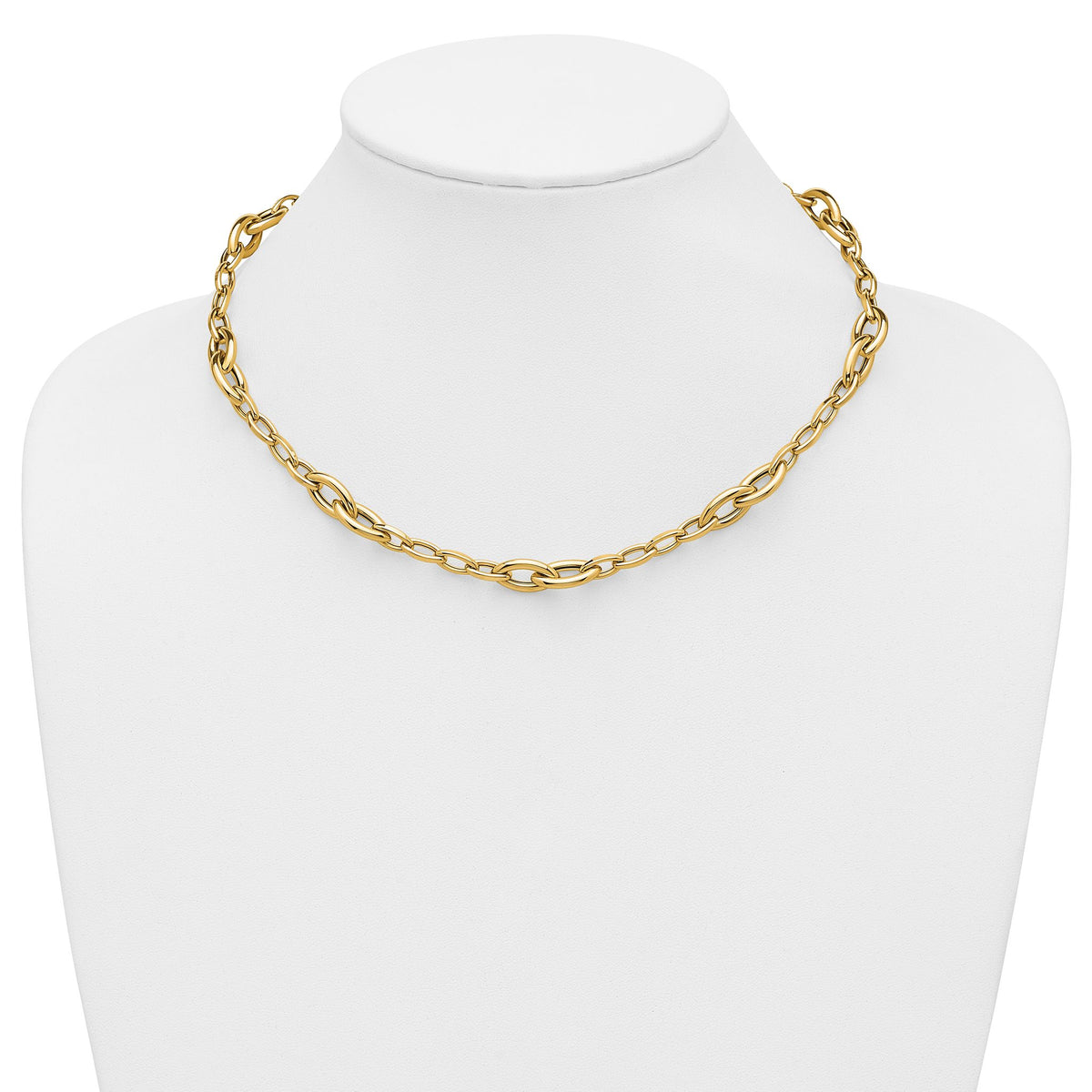 Fancy Link Chain in 14K Yellow Gold, 9mm, 18 Inch - Sophia Jewelers