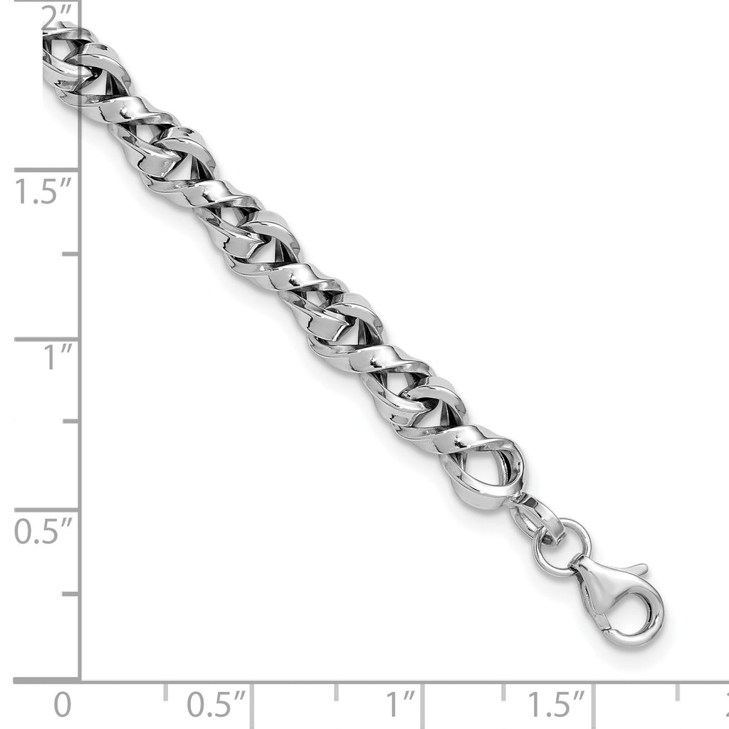 14K White Gold Fancy Twisted Link Bracelet