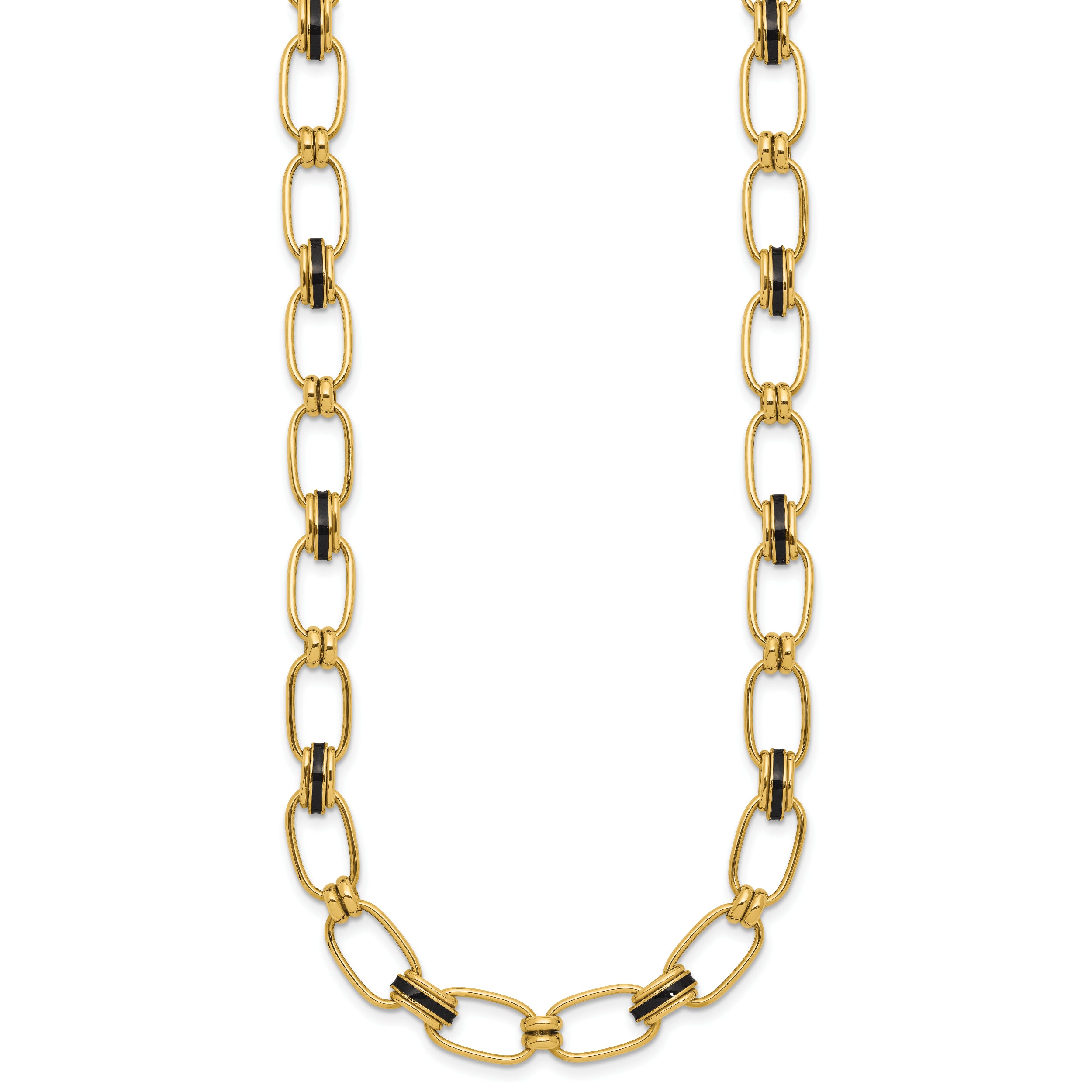 14K w/Enamel Polished Fancy Oval Link Necklace