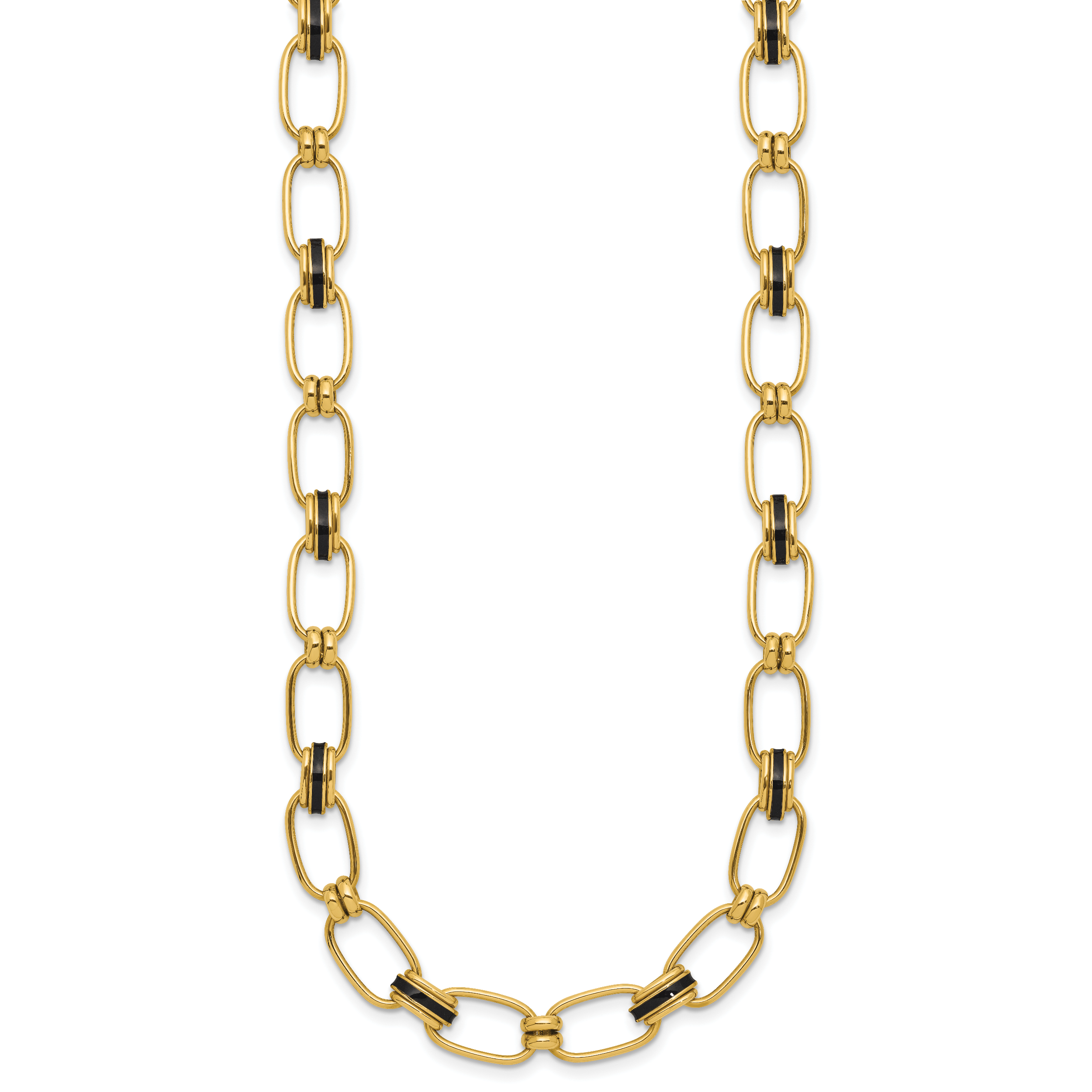 14K w/Enamel Polished Fancy Oval Link Necklace