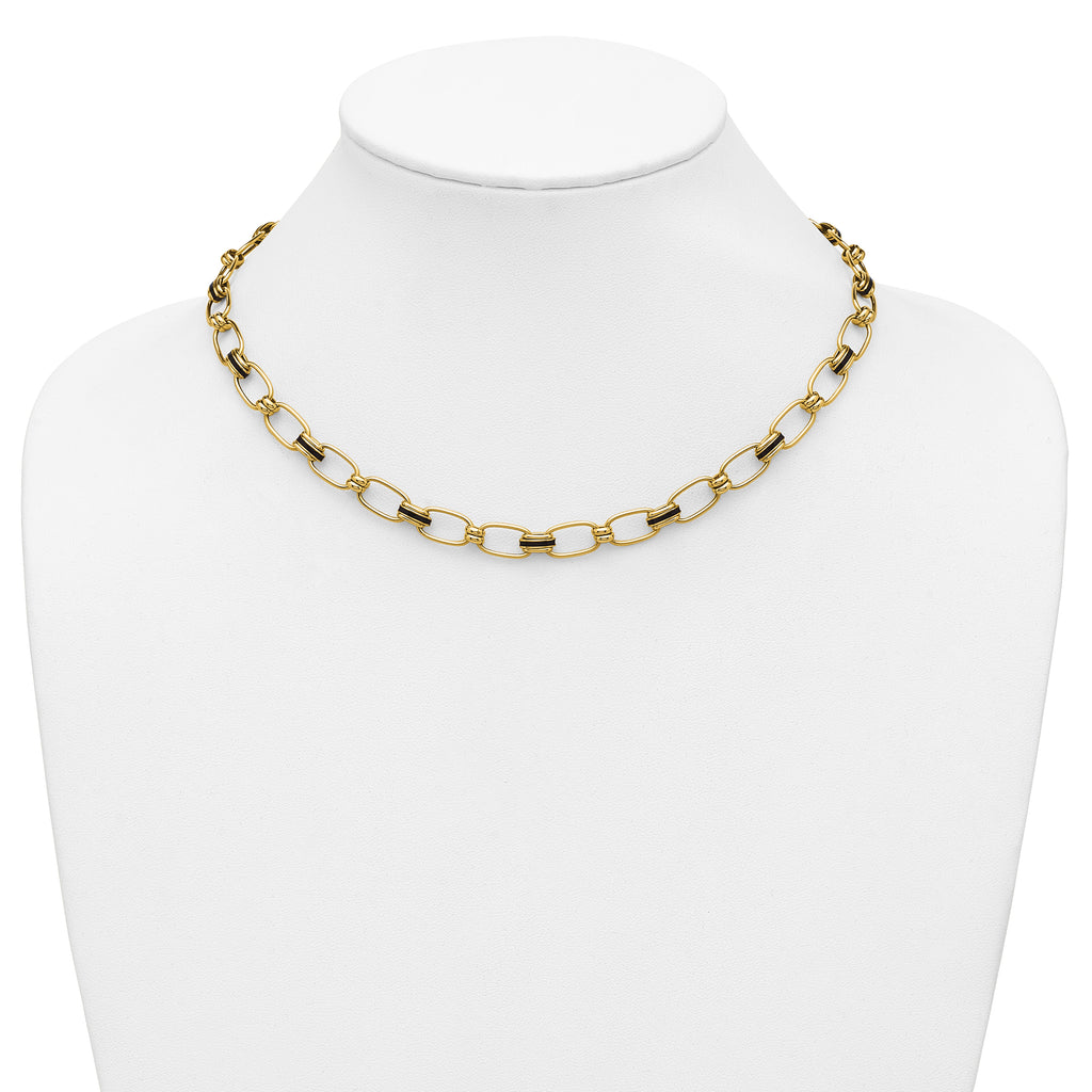 14K w/Enamel Polished Fancy Oval Link Necklace