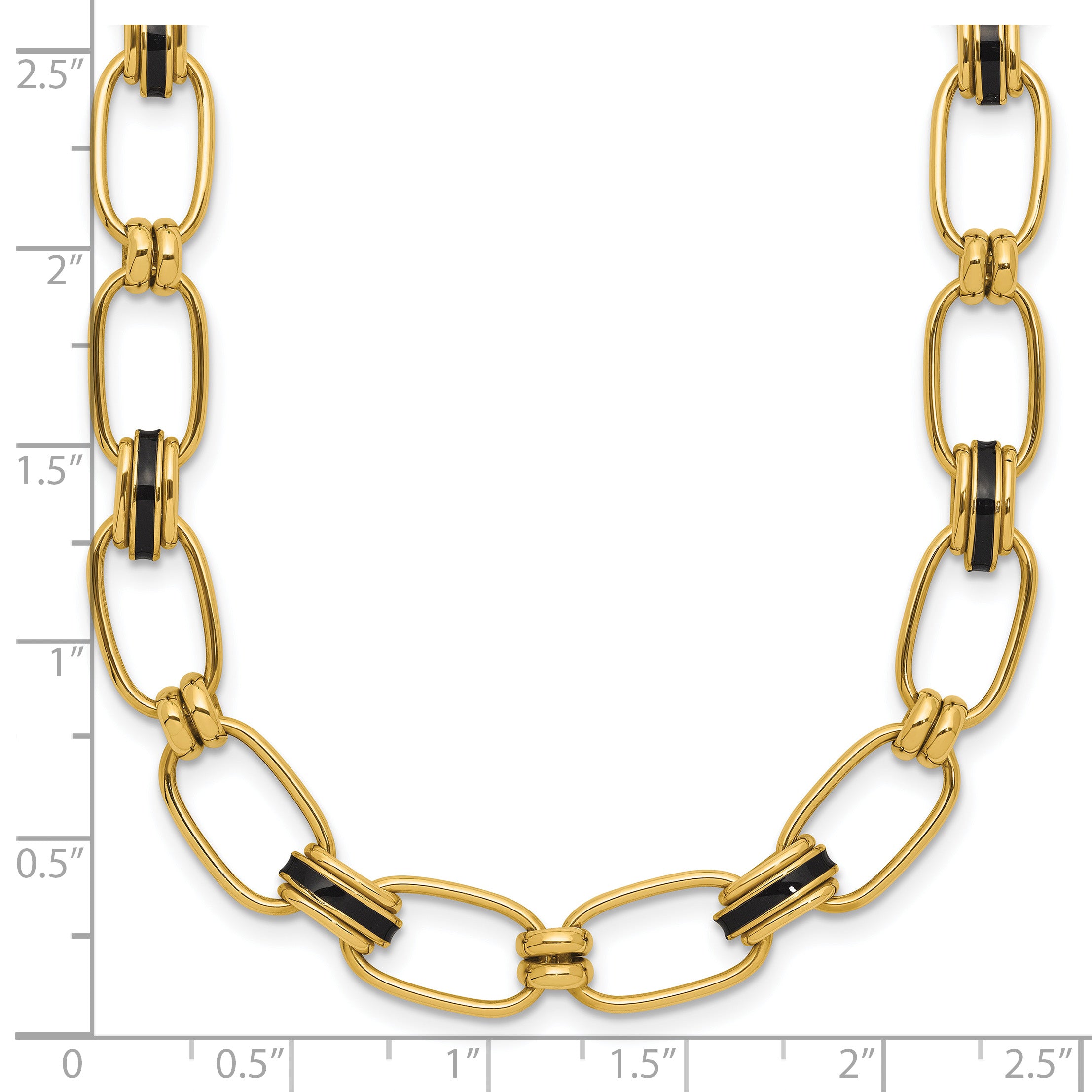 14K w/Enamel Polished Fancy Oval Link Necklace