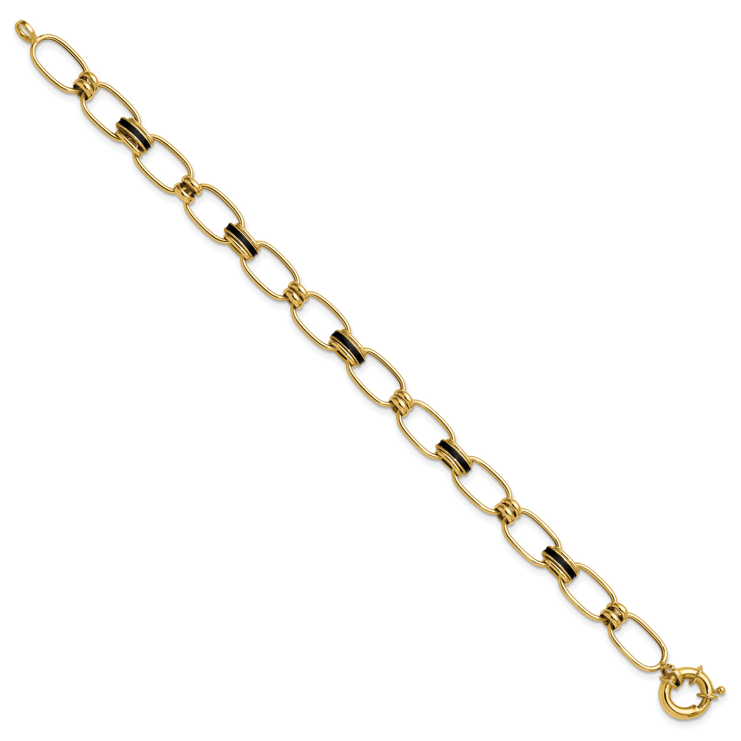 14K w/Enamel Polished Fancy Oval Link Bracelet