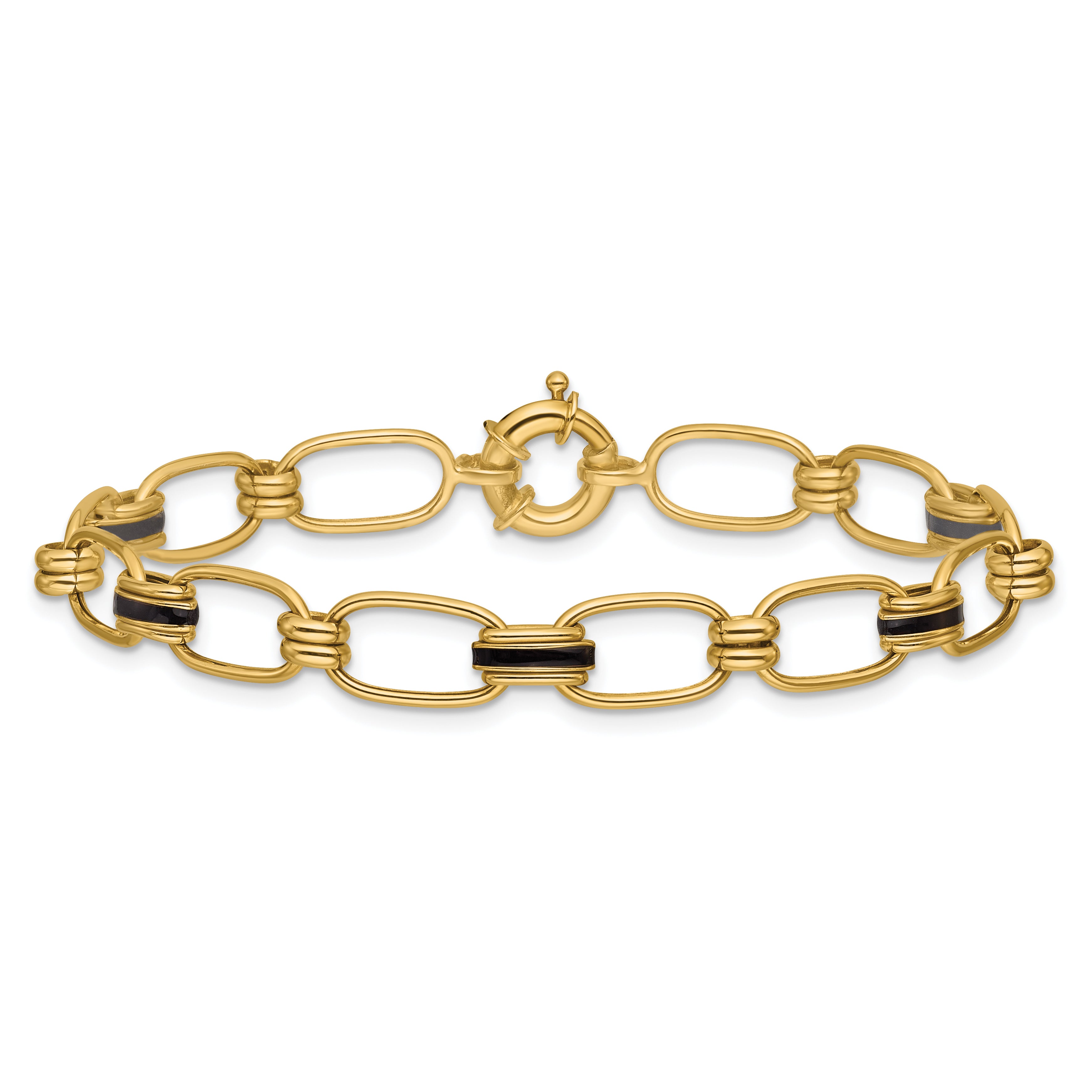 14K w/Enamel Polished Fancy Oval Link Bracelet