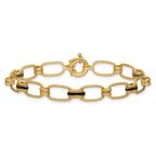 14K w/Enamel Polished Fancy Oval Link Bracelet