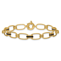 14K w/Enamel Polished Fancy Oval Link Bracelet