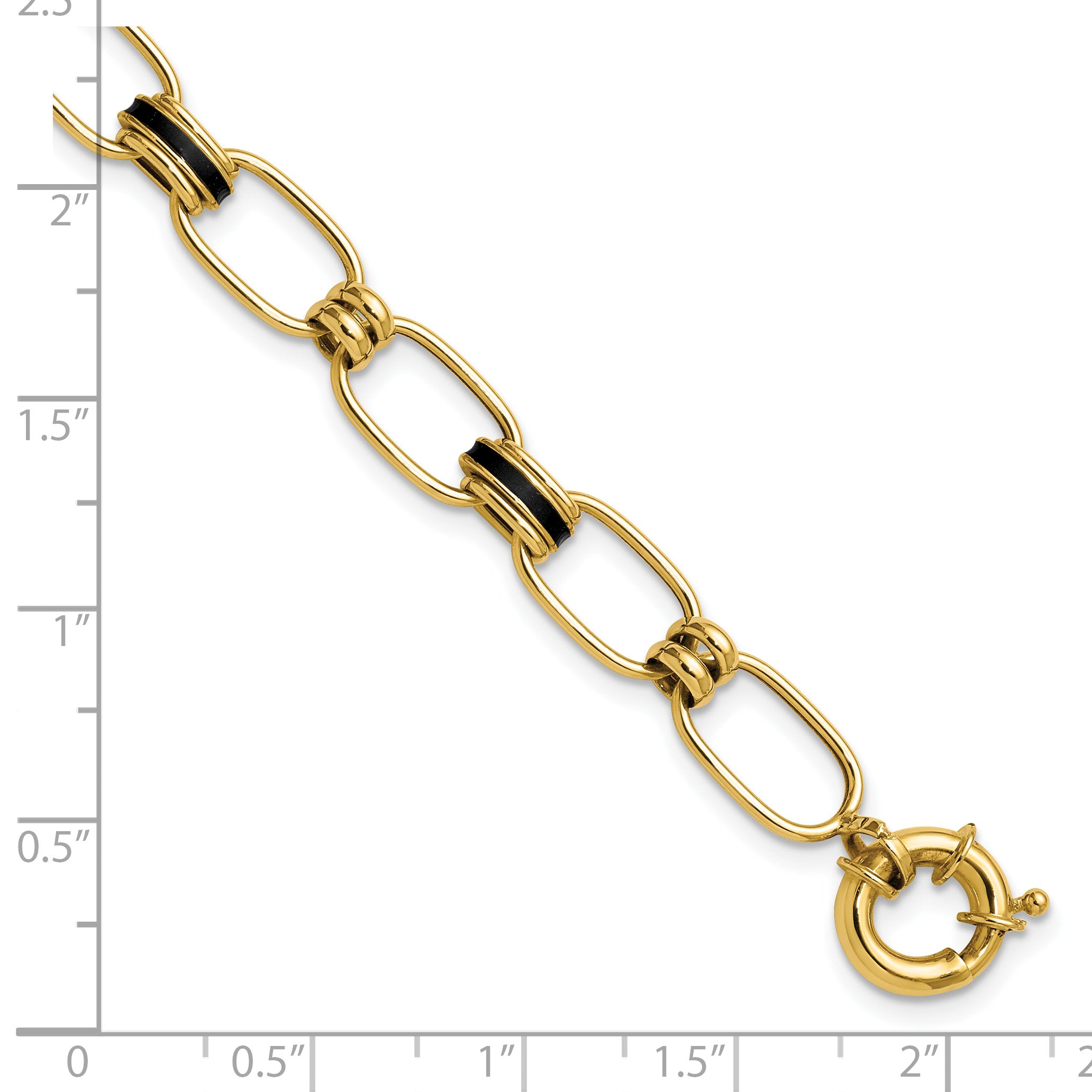 14K w/Enamel Polished Fancy Oval Link Bracelet