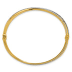 14K w/Rhodium Polished and Diamond-Cut Hinged Bangle
