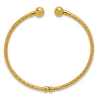 14K Polished and Twisted w/ Beads Hinged Cuff Bangle