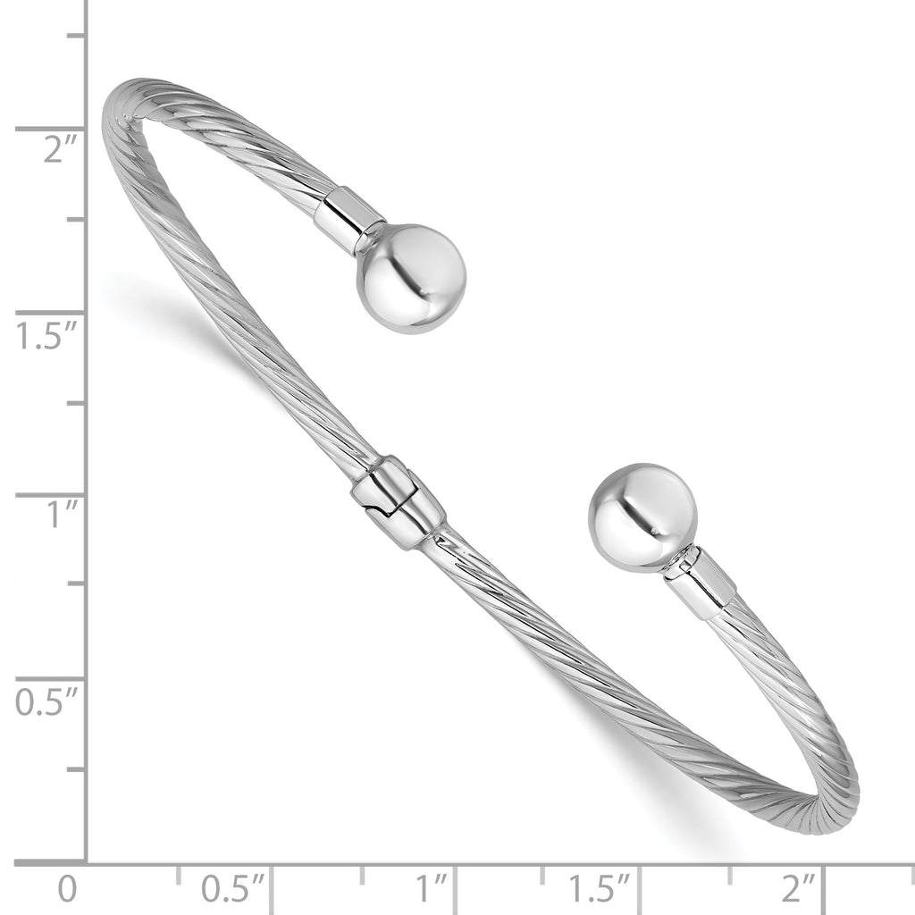 14K White Gold Twisted Cuff Bracelet