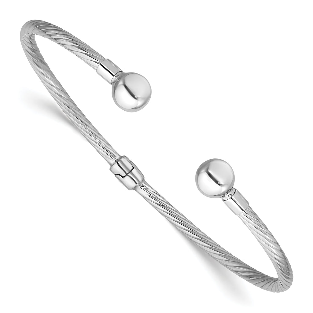 14K White Gold Twisted Cuff Bracelet