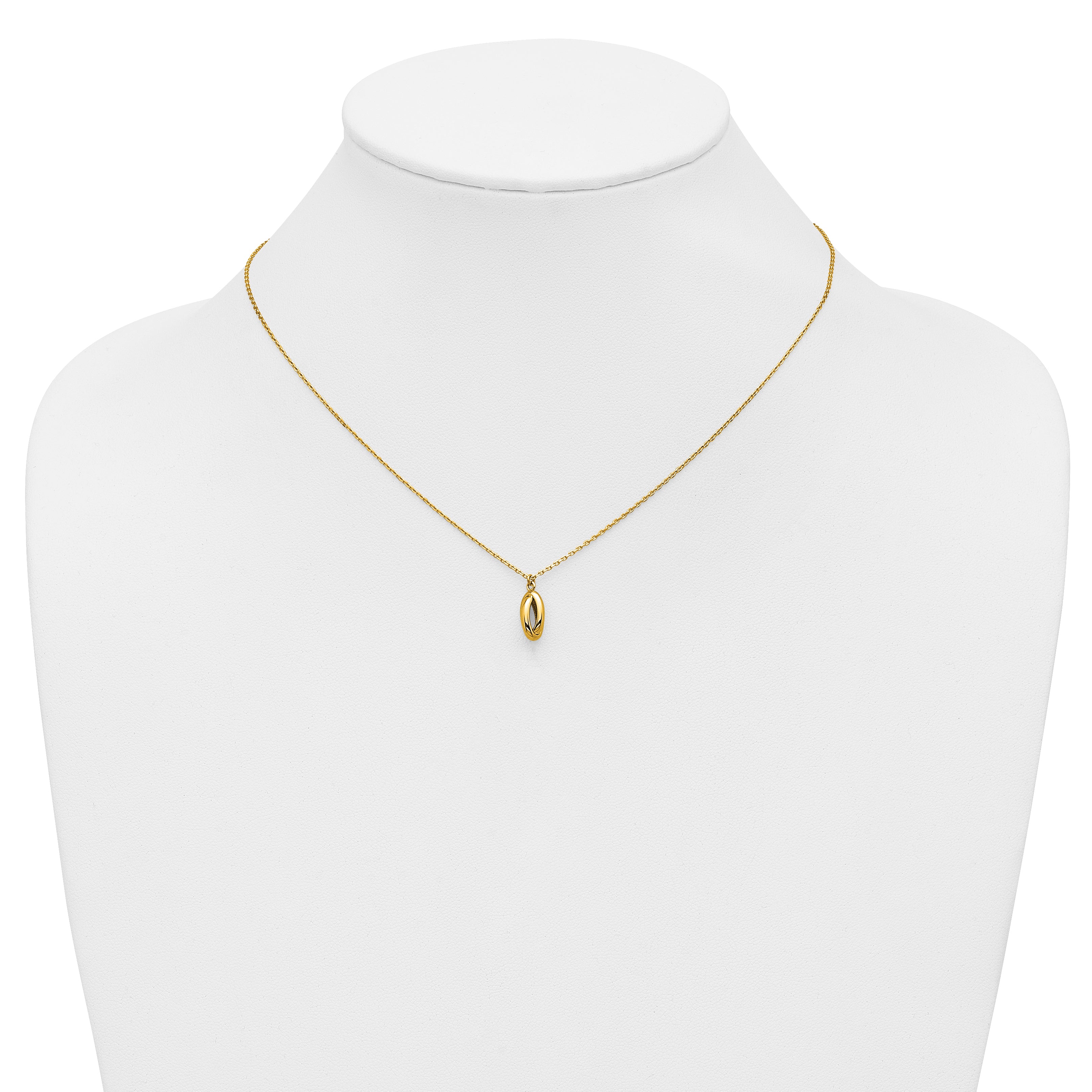 14K Polished Twisted Oval w/1in ext. Necklace