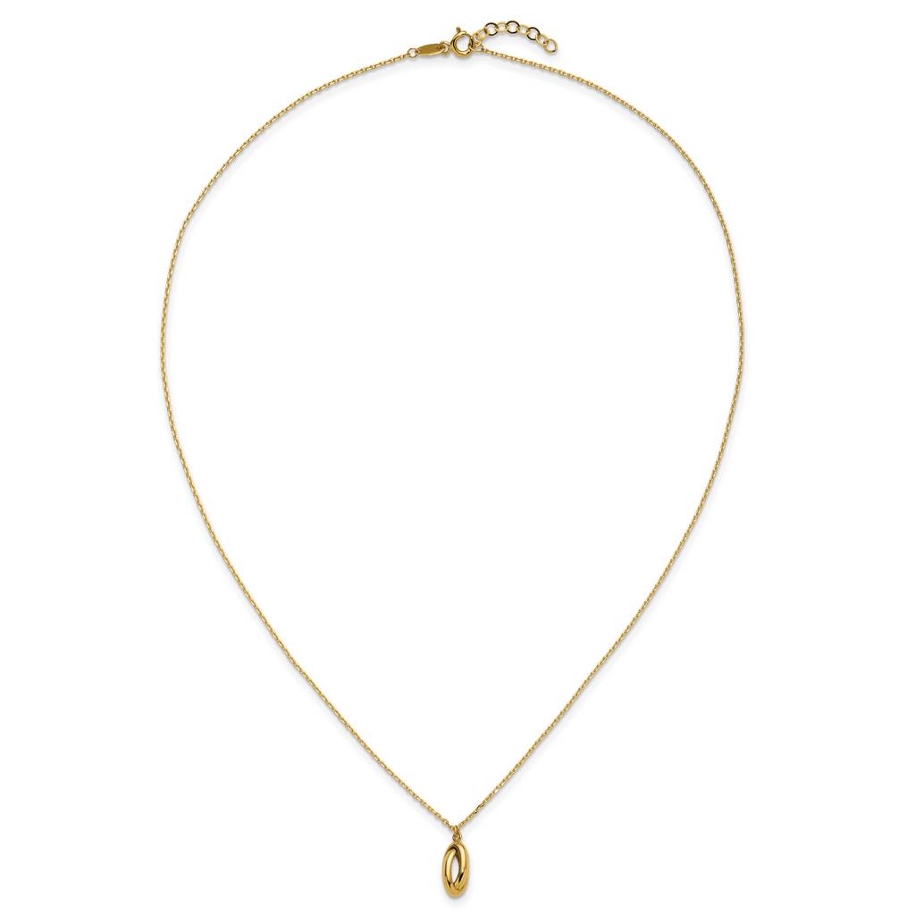 14K Polished Twisted Oval w/1in ext. Necklace