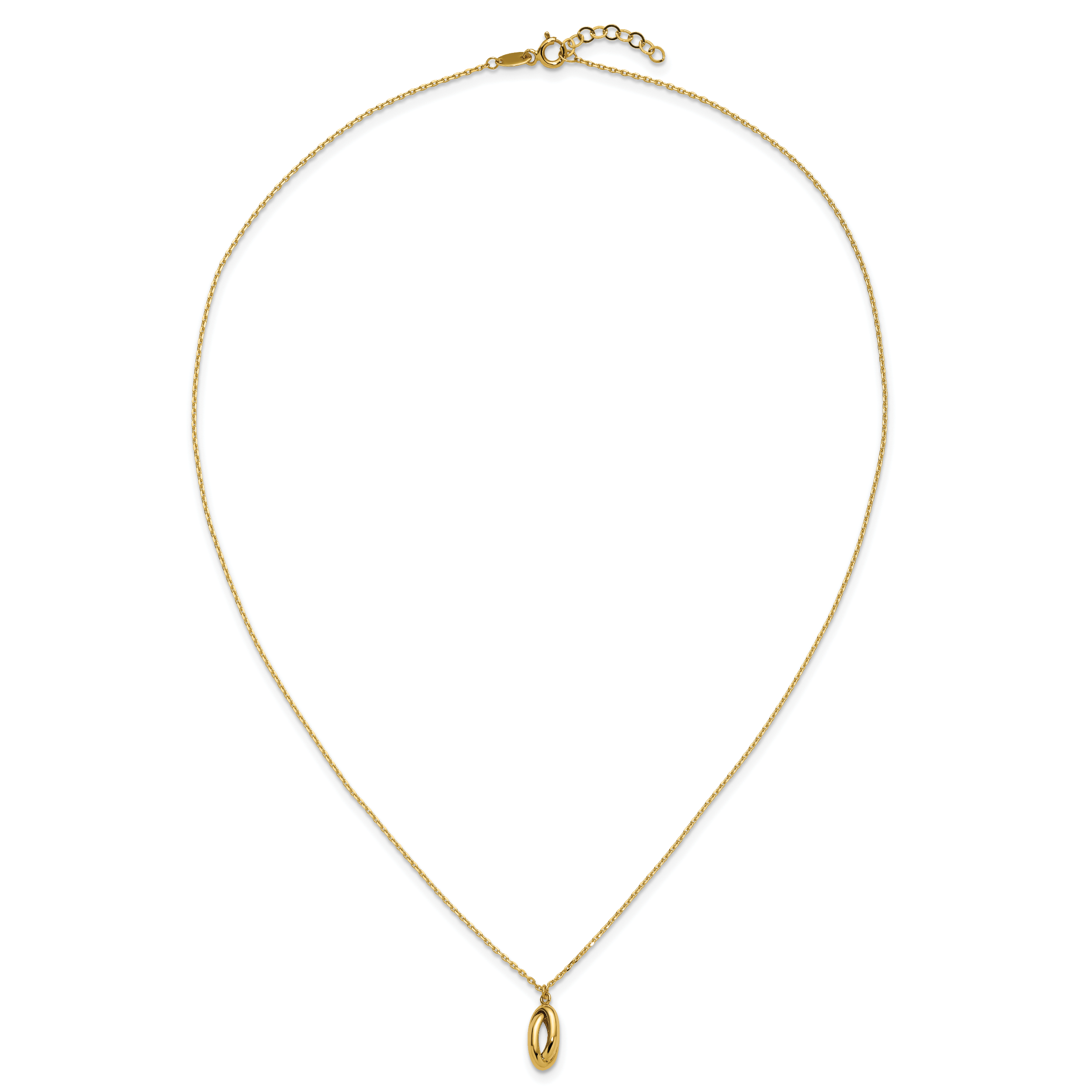 14K Polished Twisted Oval w/1in ext. Necklace
