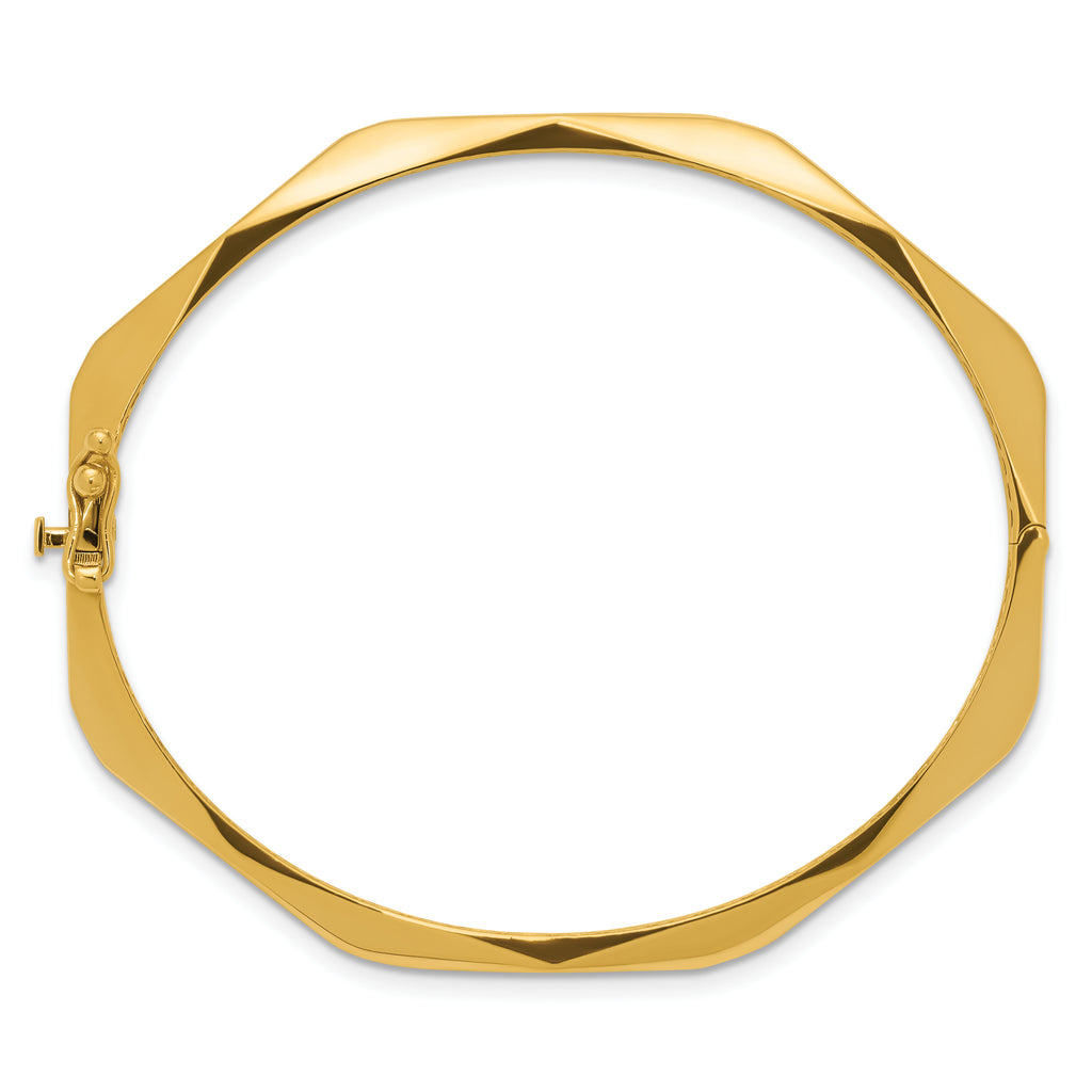 14K Polished Fancy Hinged Bangle