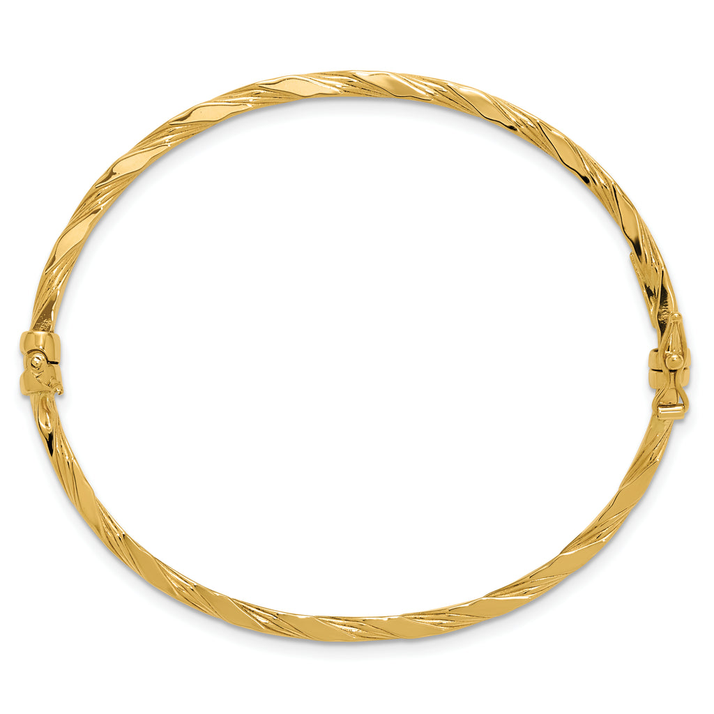 14K Polished Twisted Hinged Bangle