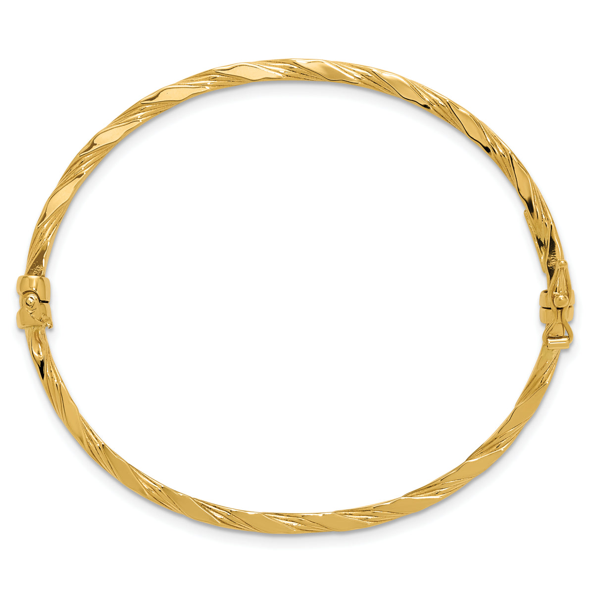 14K Polished Twisted Hinged Bangle