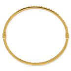 14K Polished and Diamond-cut Beaded Hinged Bangle
