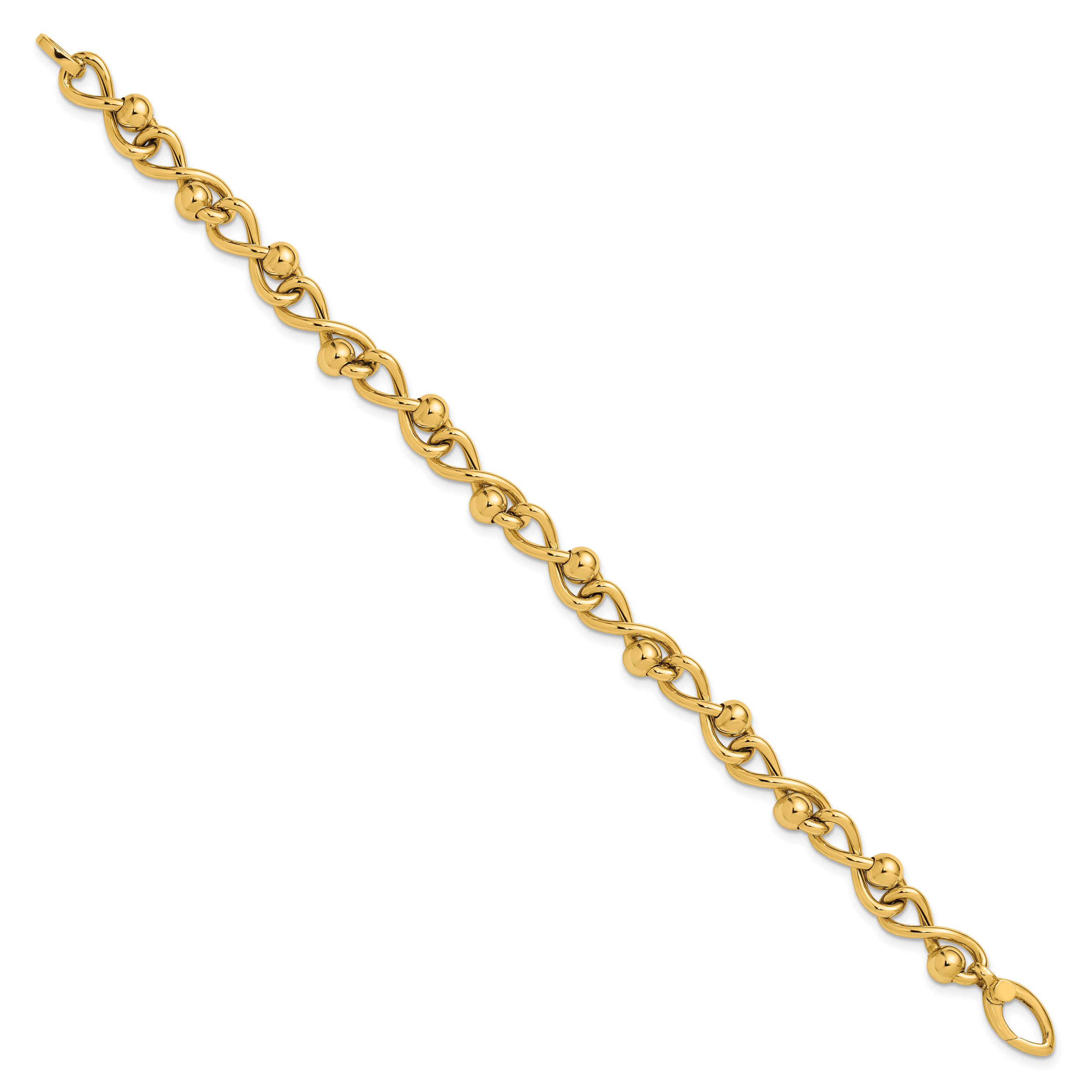 14K Polished Infinity Link with Beads Bracelet Secondary image