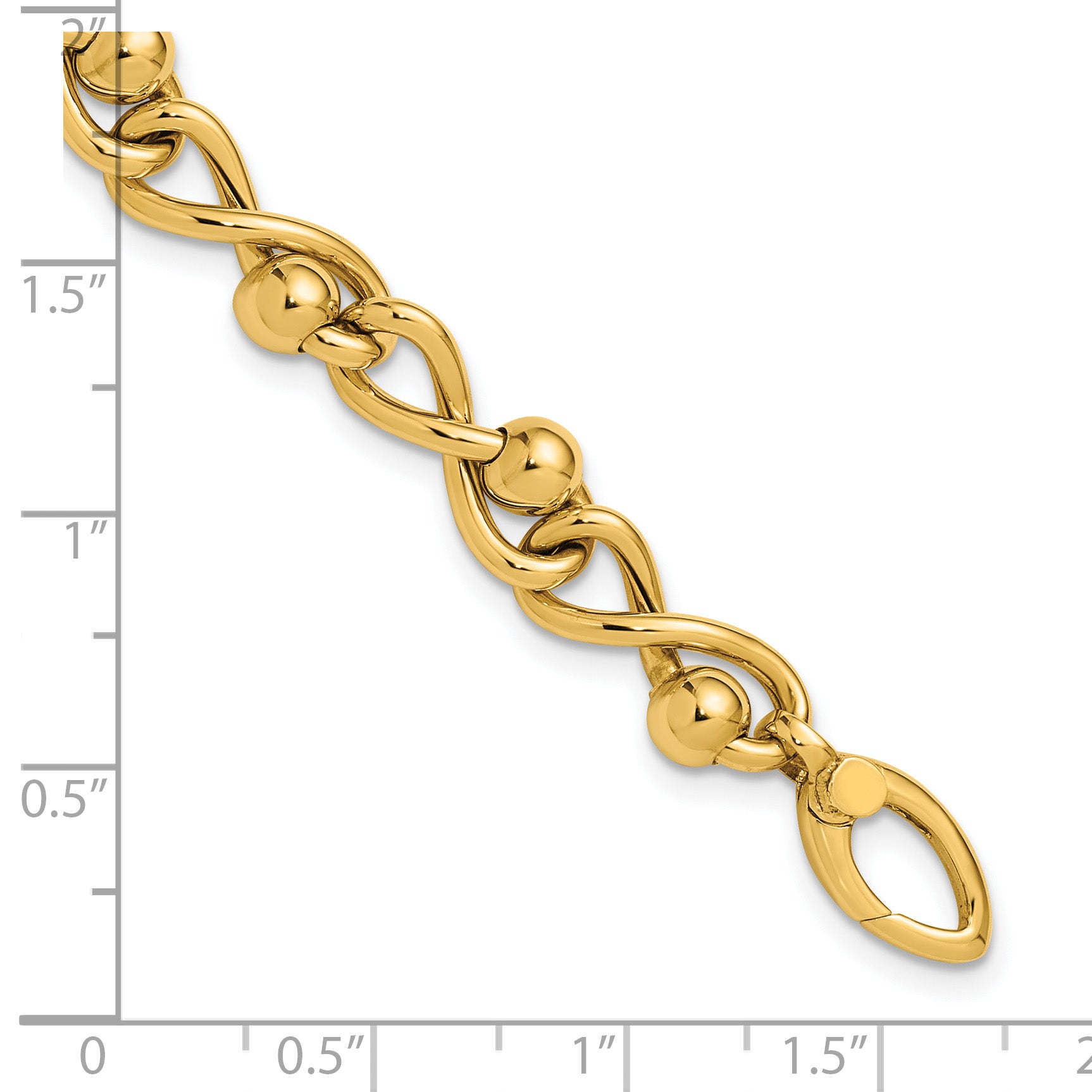 14K Polished Infinity Link with Beads Bracelet