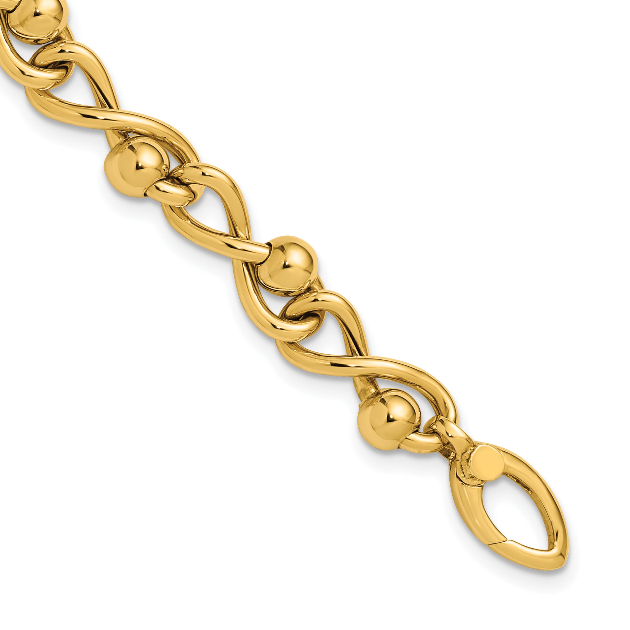14K Polished Infinity Link with Beads Bracelet Main image