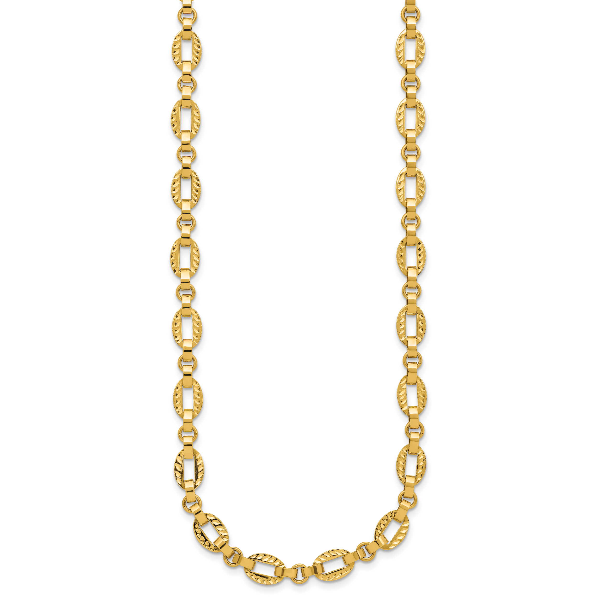 14K Polished and Diamond-cut Fancy Link w/.5in Ext. Necklace Secondary image
